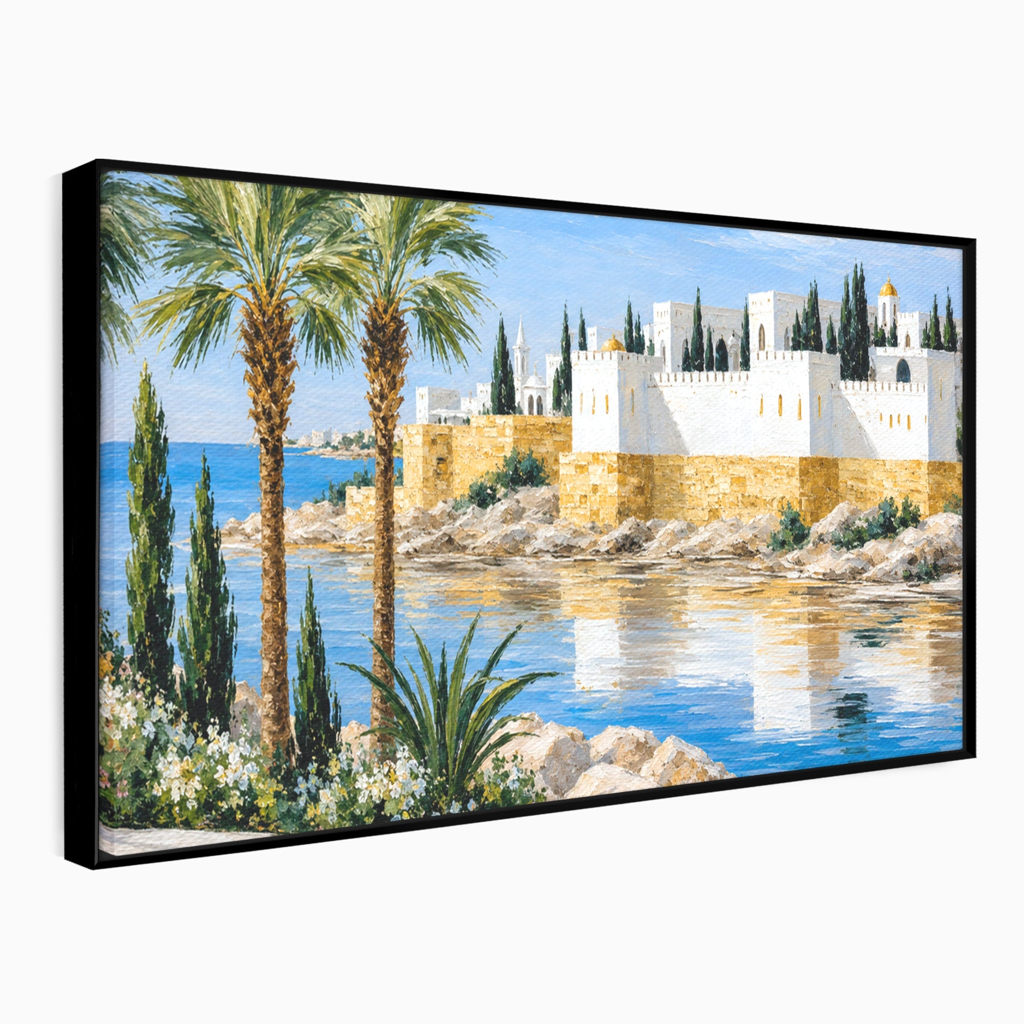 Tablou Canvas Premium LuxCanva® A1677, Castel Mediteranean, Castel, Peisaj, Mare, Mediterran, Living, Culori Vibrante