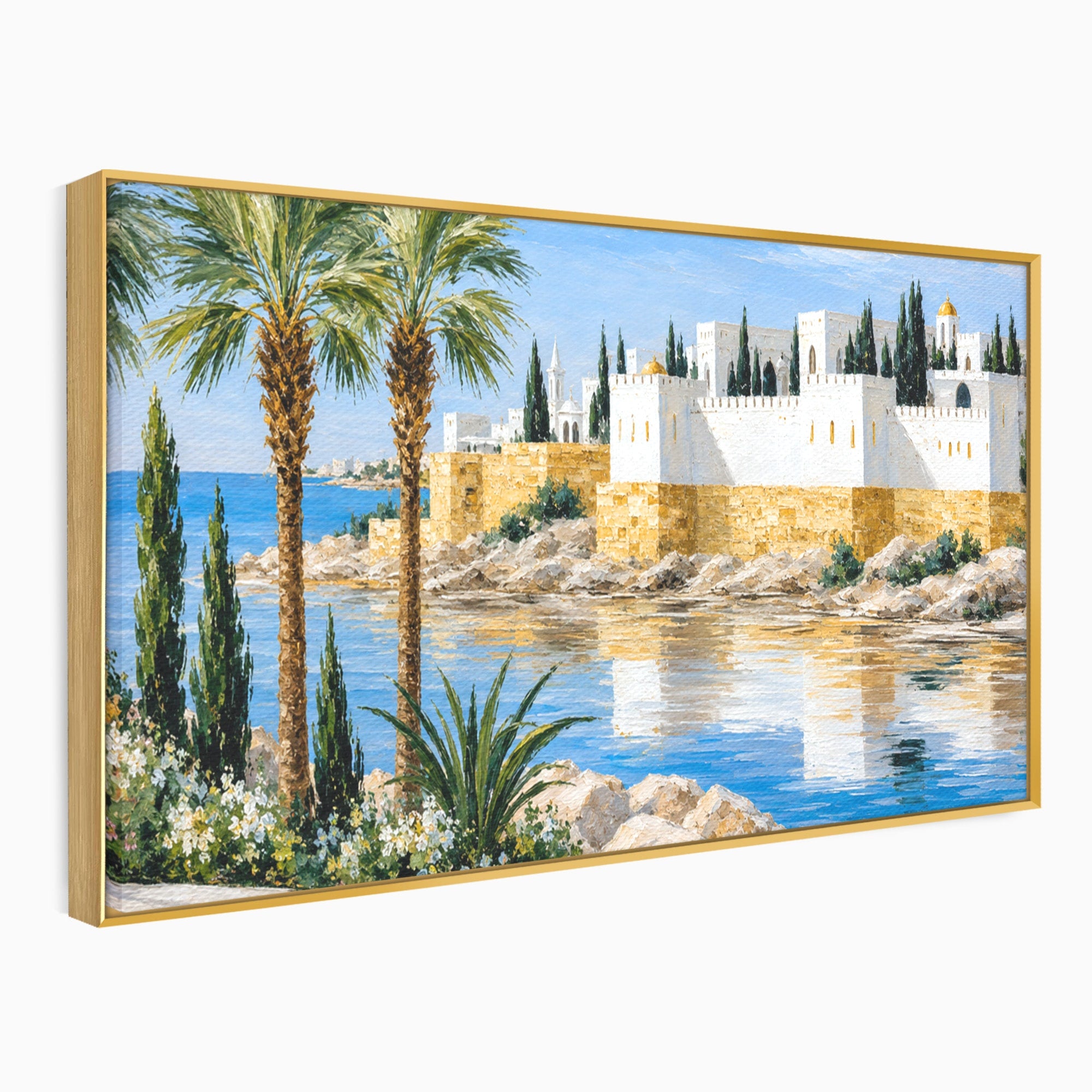 Tablou Canvas Premium LuxCanva® A1677, Castel Mediteranean, Castel, Peisaj, Mare, Mediterran, Living, Culori Vibrante