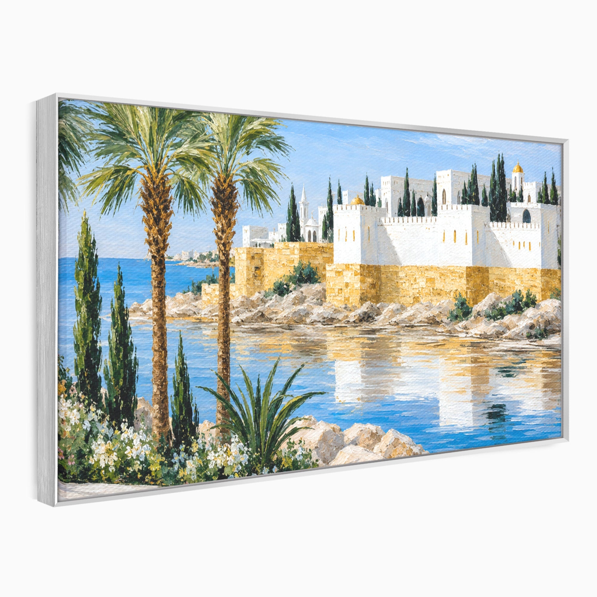 Tablou Canvas Premium LuxCanva® A1677, Castel Mediteranean, Castel, Peisaj, Mare, Mediterran, Living, Culori Vibrante