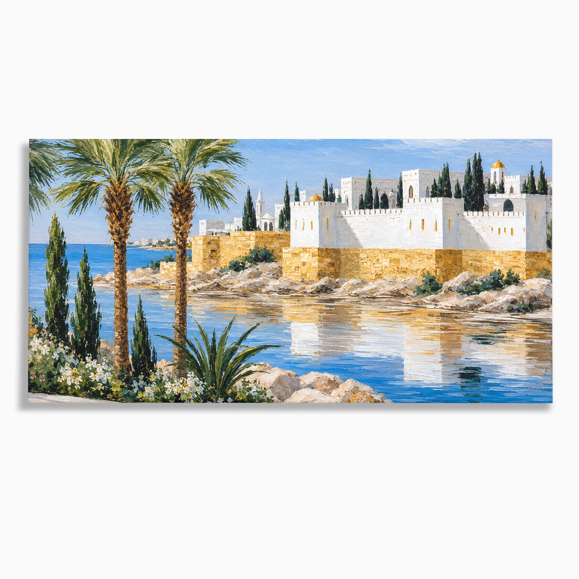 Tablou Canvas Premium LuxCanva® A1677, Castel Mediteranean, Castel, Peisaj, Mare, Mediterran, Living, Culori Vibrante