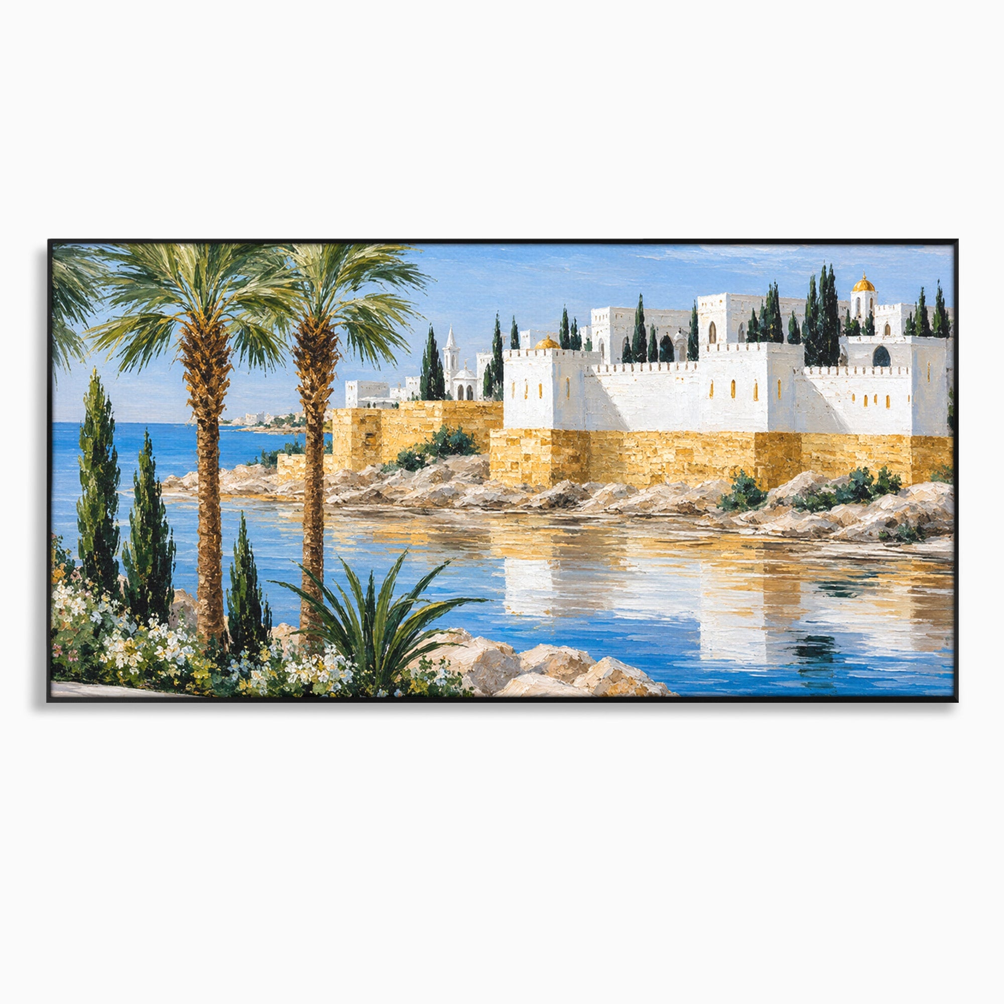 Tablou Canvas Premium LuxCanva® A1677, Castel Mediteranean, Castel, Peisaj, Mare, Mediterran, Living, Culori Vibrante