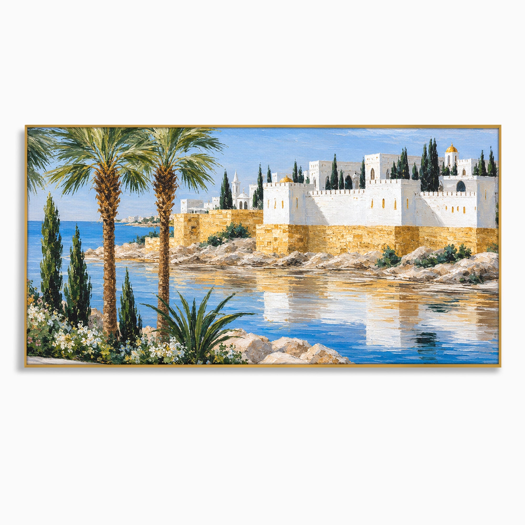 Tablou Canvas Premium LuxCanva® A1677, Castel Mediteranean, Castel, Peisaj, Mare, Mediterran, Living, Culori Vibrante