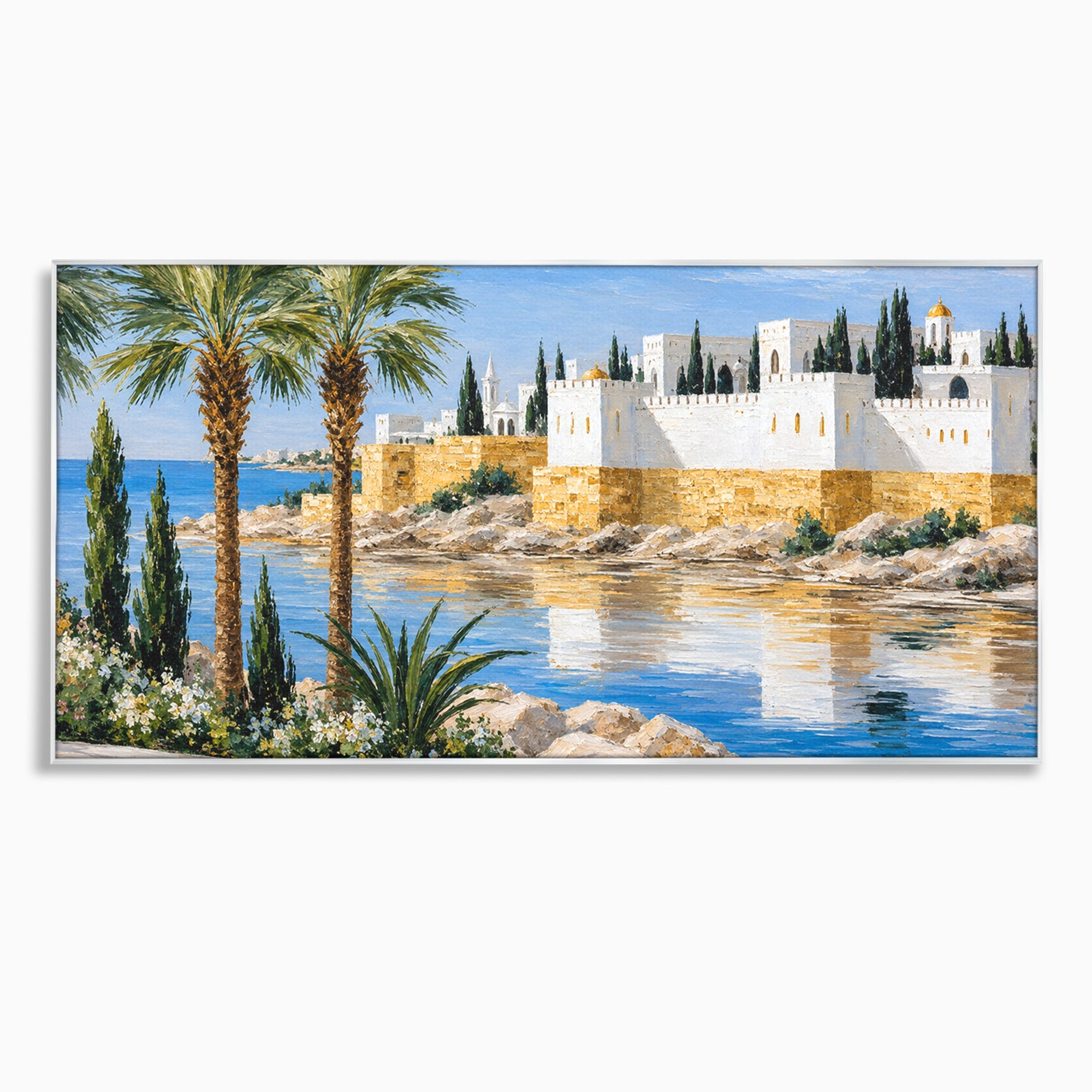 Tablou Canvas Premium LuxCanva® A1677, Castel Mediteranean, Castel, Peisaj, Mare, Mediterran, Living, Culori Vibrante