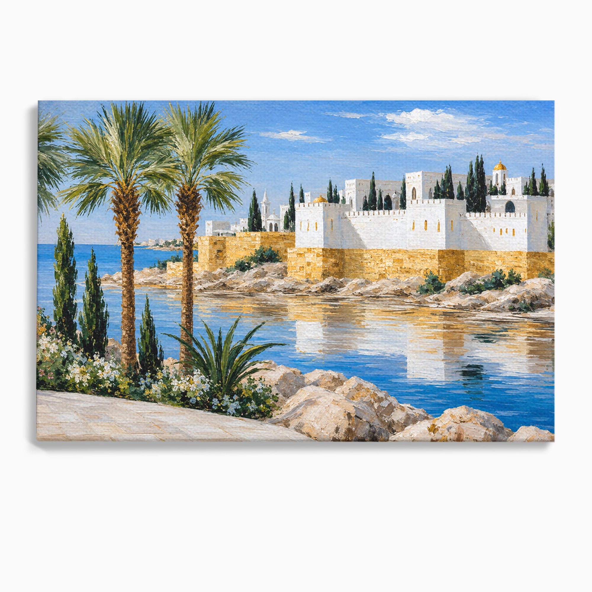Tablou Canvas Premium LuxCanva® A1677, Castel Mediteranean, Castel, Peisaj, Mare, Mediterran, Living, Culori Vibrante