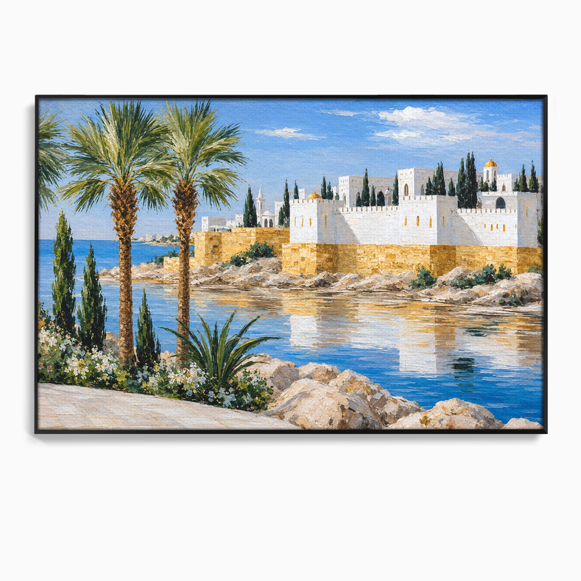Tablou Canvas Premium LuxCanva® A1677, Castel Mediteranean, Castel, Peisaj, Mare, Mediterran, Living, Culori Vibrante