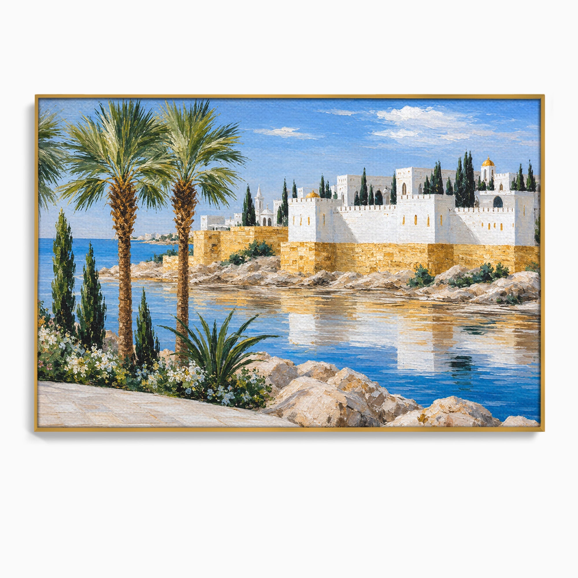 Tablou Canvas Premium LuxCanva® A1677, Castel Mediteranean, Castel, Peisaj, Mare, Mediterran, Living, Culori Vibrante