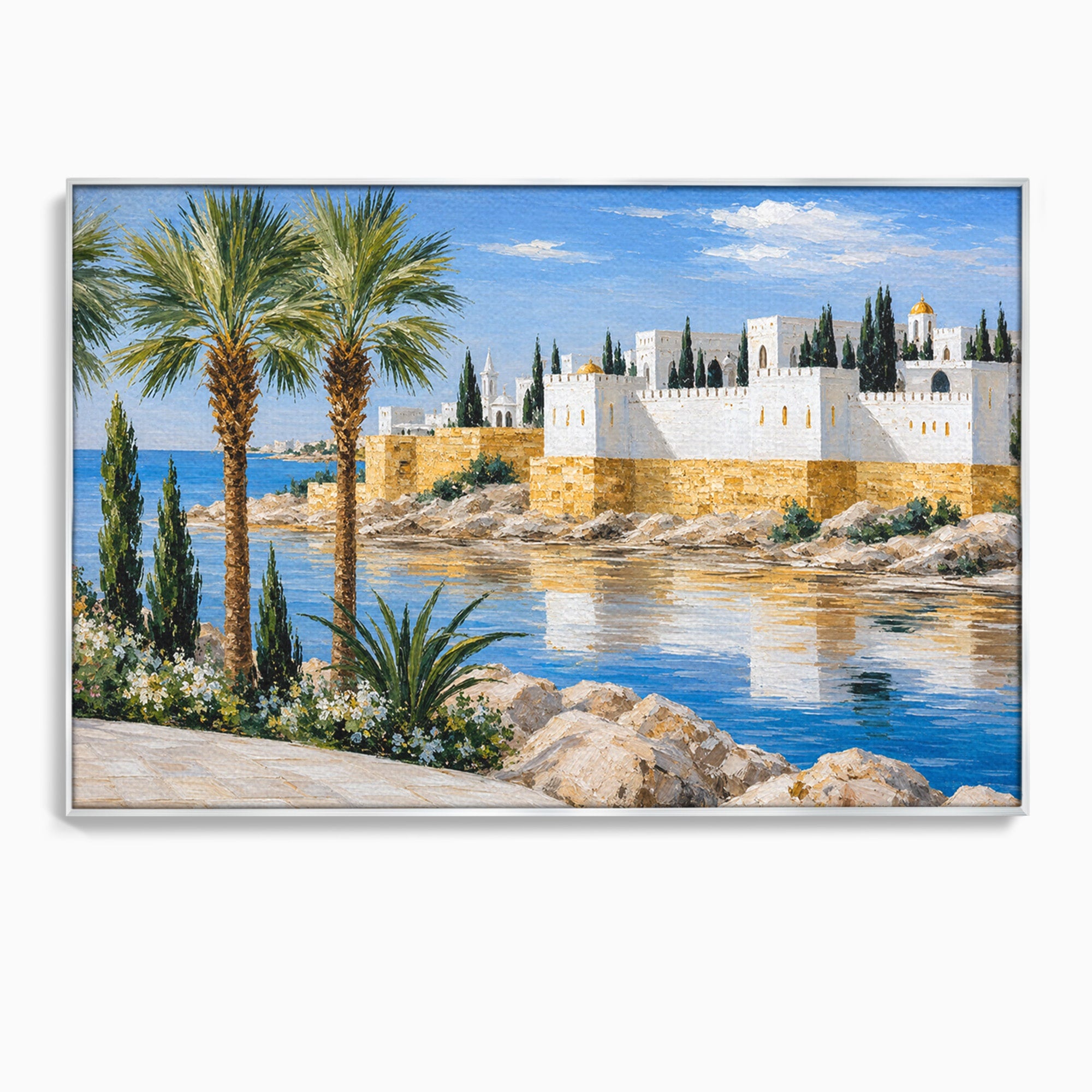 Tablou Canvas Premium LuxCanva® A1677, Castel Mediteranean, Castel, Peisaj, Mare, Mediterran, Living, Culori Vibrante