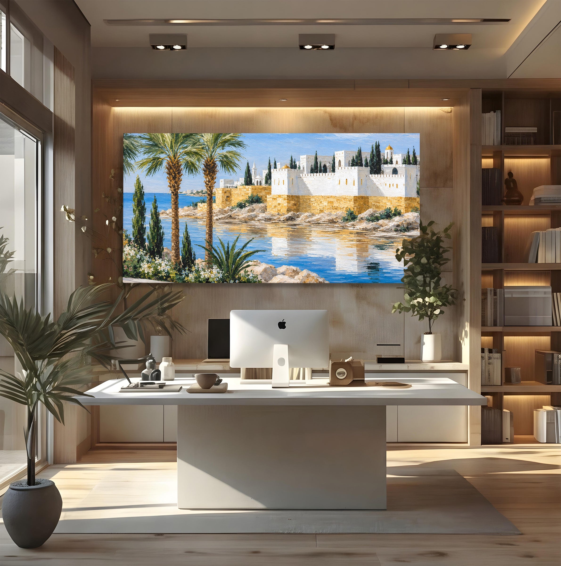 Tablou Canvas Premium LuxCanva® A1677, Castel Mediteranean, Castel, Peisaj, Mare, Mediterran, Living, Culori Vibrante