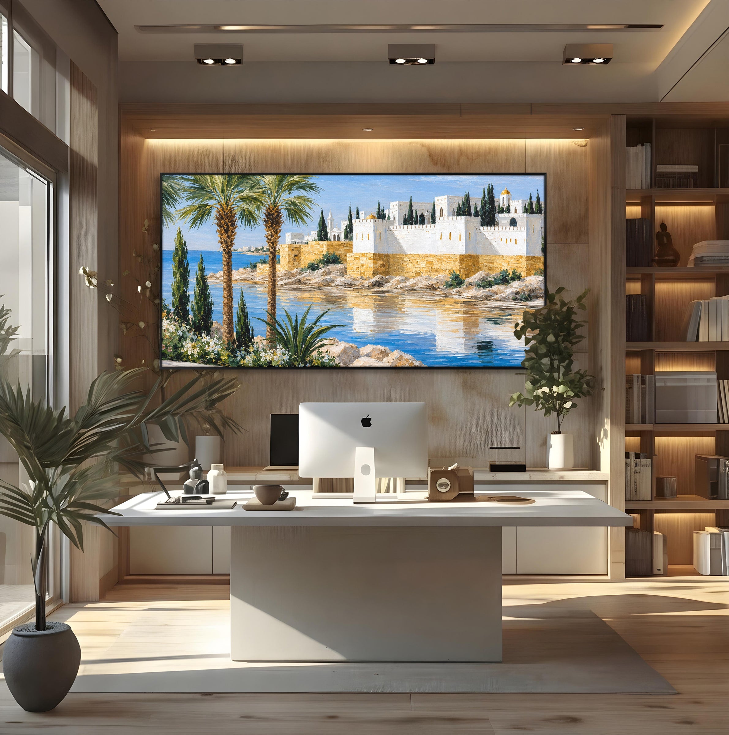 Tablou Canvas Premium LuxCanva® A1677, Castel Mediteranean, Castel, Peisaj, Mare, Mediterran, Living, Culori Vibrante