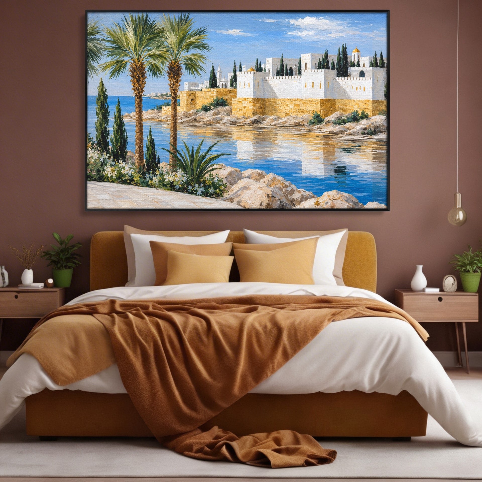 Tablou Canvas Premium LuxCanva® A1677, Castel Mediteranean, Castel, Peisaj, Mare, Mediterran, Living, Culori Vibrante