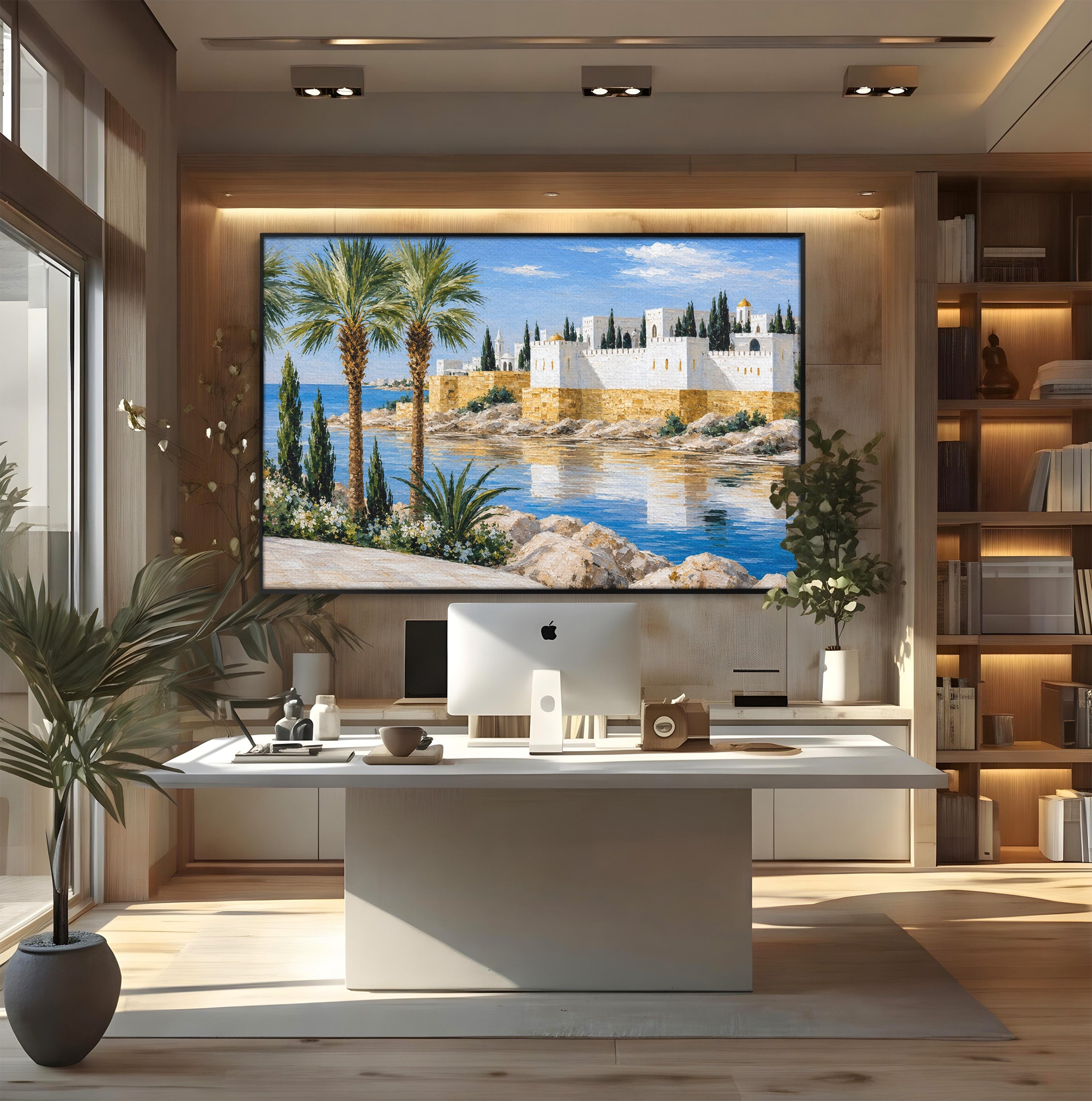 Tablou Canvas Premium LuxCanva® A1677, Castel Mediteranean, Castel, Peisaj, Mare, Mediterran, Living, Culori Vibrante
