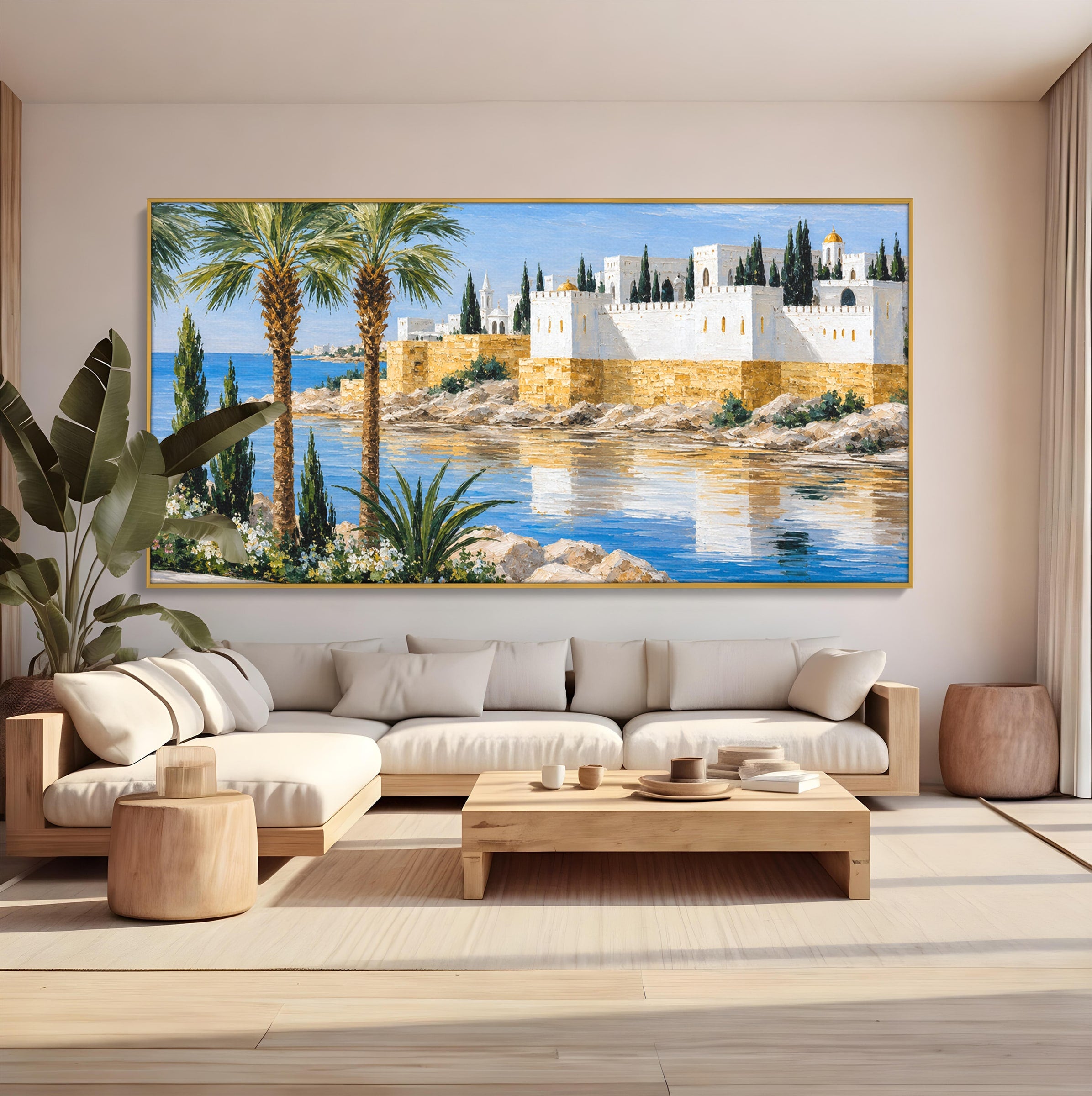 Tablou Canvas Premium LuxCanva® A1677, Castel Mediteranean, Castel, Peisaj, Mare, Mediterran, Living, Culori Vibrante