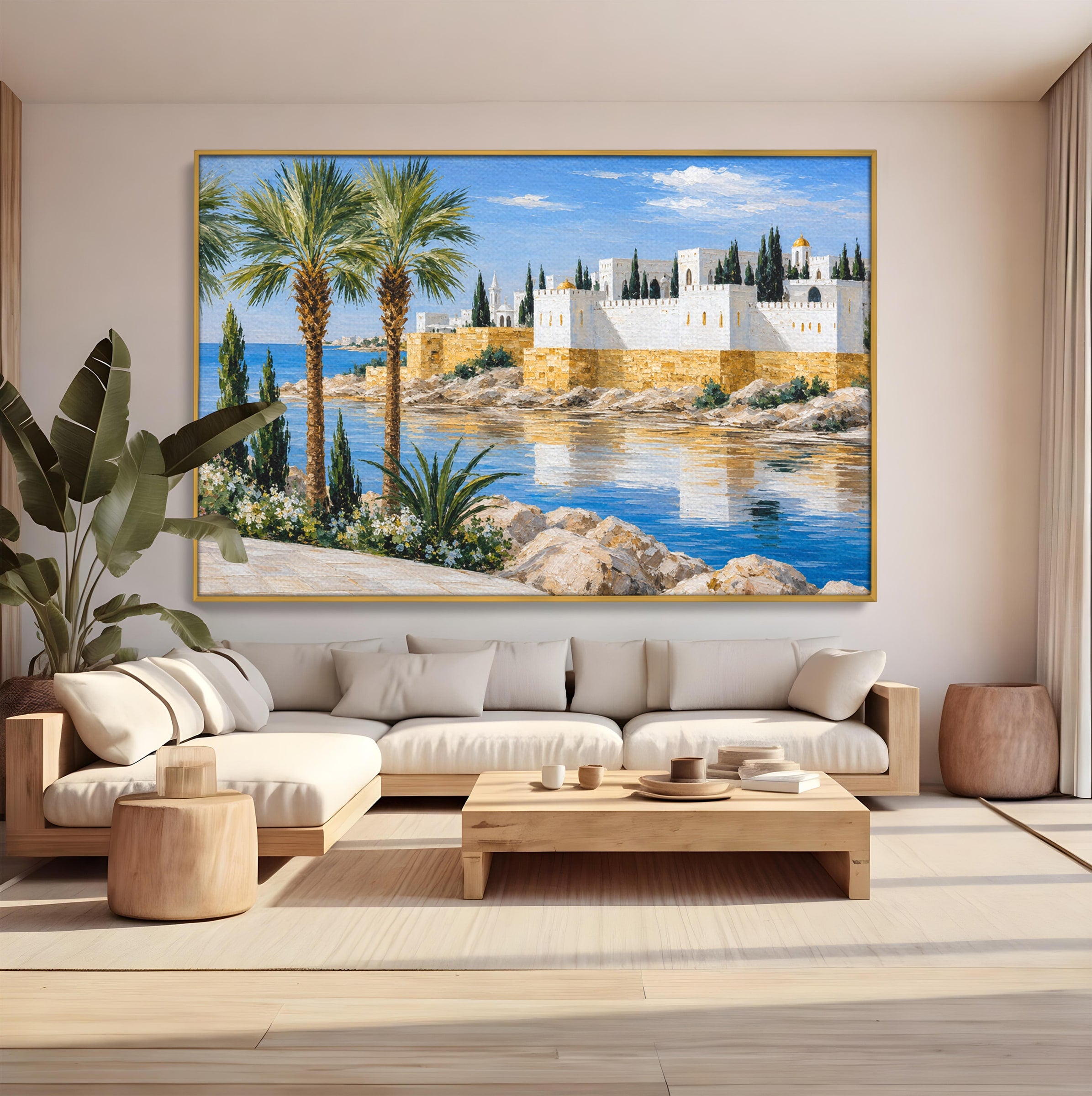 Tablou Canvas Premium LuxCanva® A1677, Castel Mediteranean, Castel, Peisaj, Mare, Mediterran, Living, Culori Vibrante