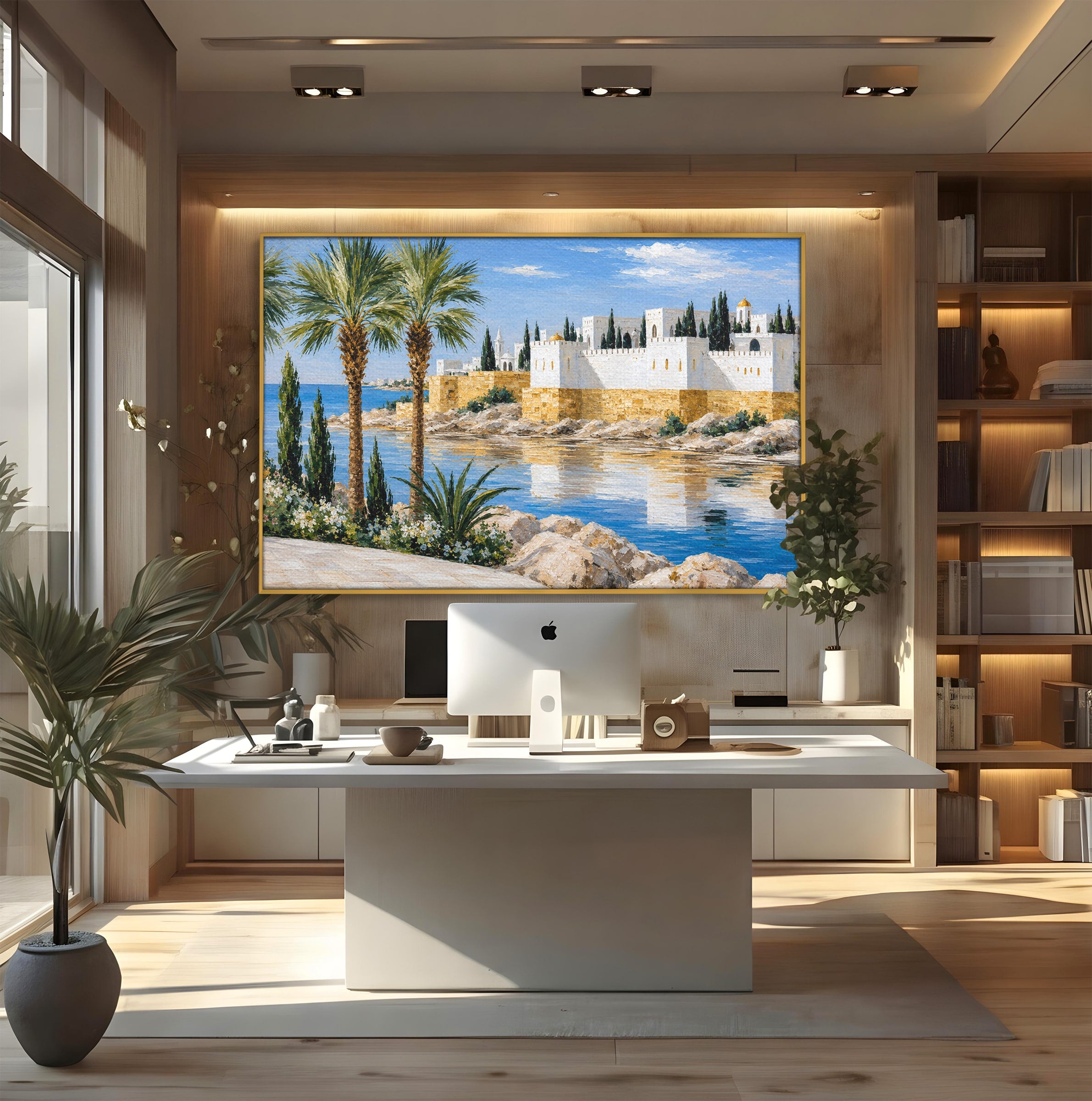 Tablou Canvas Premium LuxCanva® A1677, Castel Mediteranean, Castel, Peisaj, Mare, Mediterran, Living, Culori Vibrante