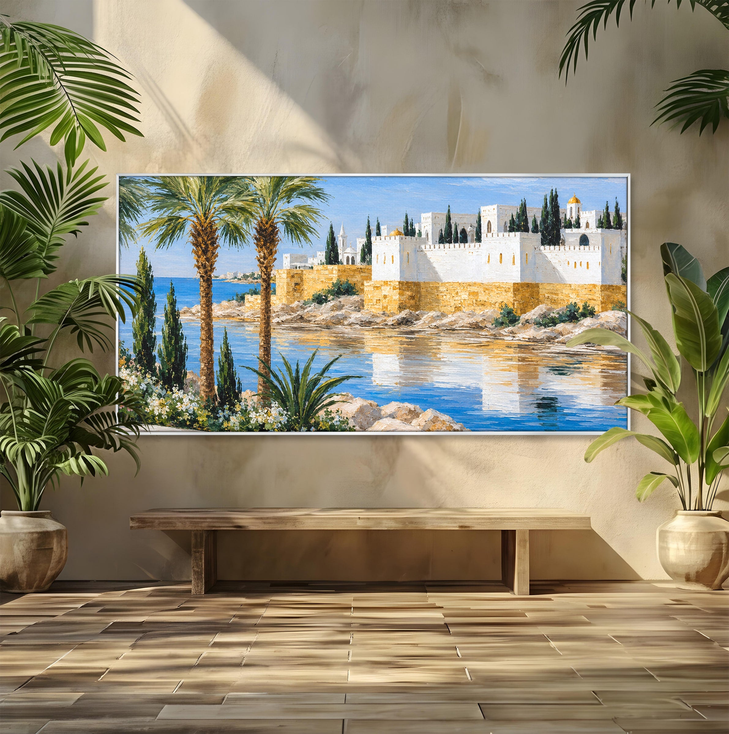 Tablou Canvas Premium LuxCanva® A1677, Castel Mediteranean, Castel, Peisaj, Mare, Mediterran, Living, Culori Vibrante