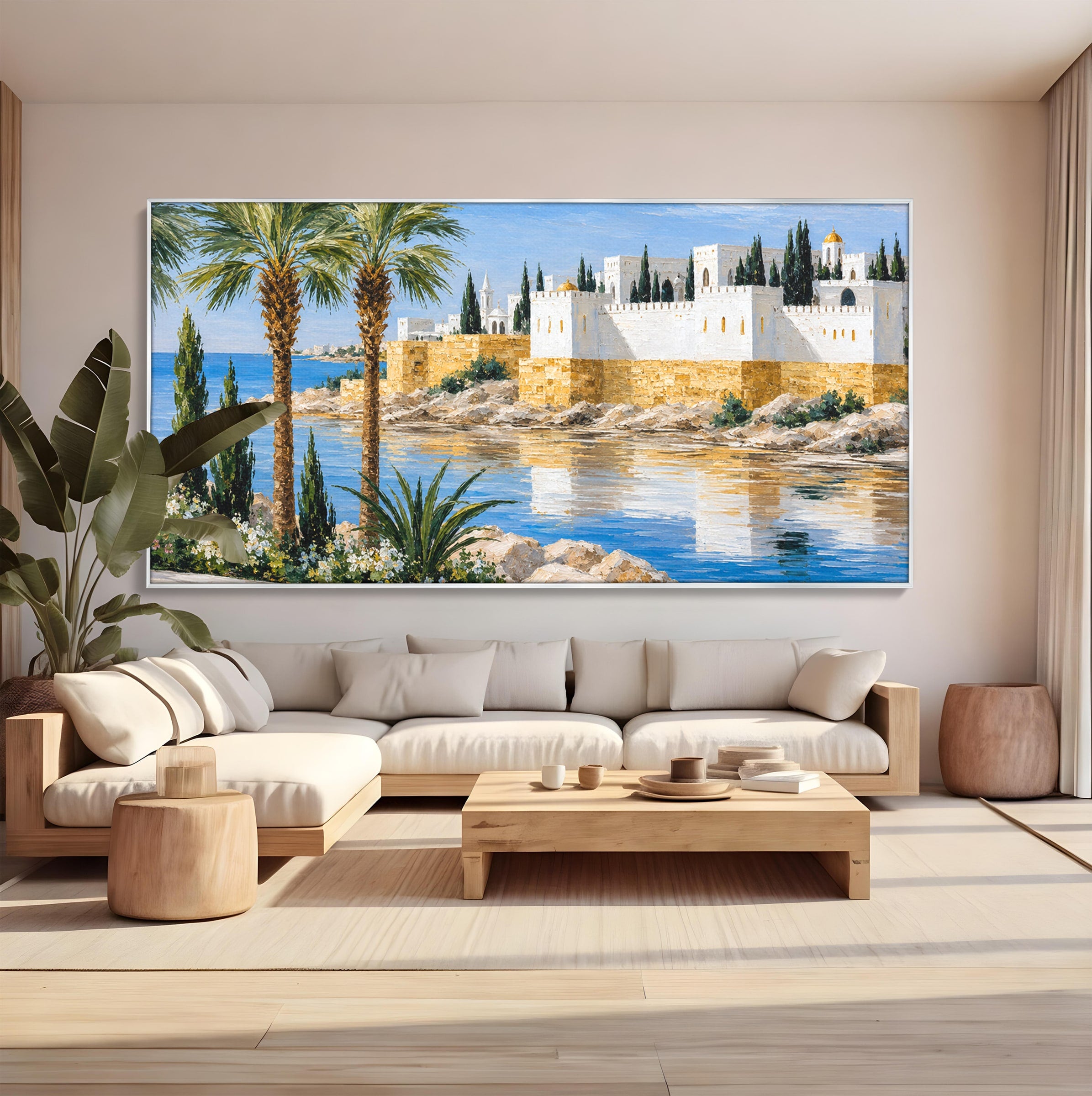 Tablou Canvas Premium LuxCanva® A1677, Castel Mediteranean, Castel, Peisaj, Mare, Mediterran, Living, Culori Vibrante