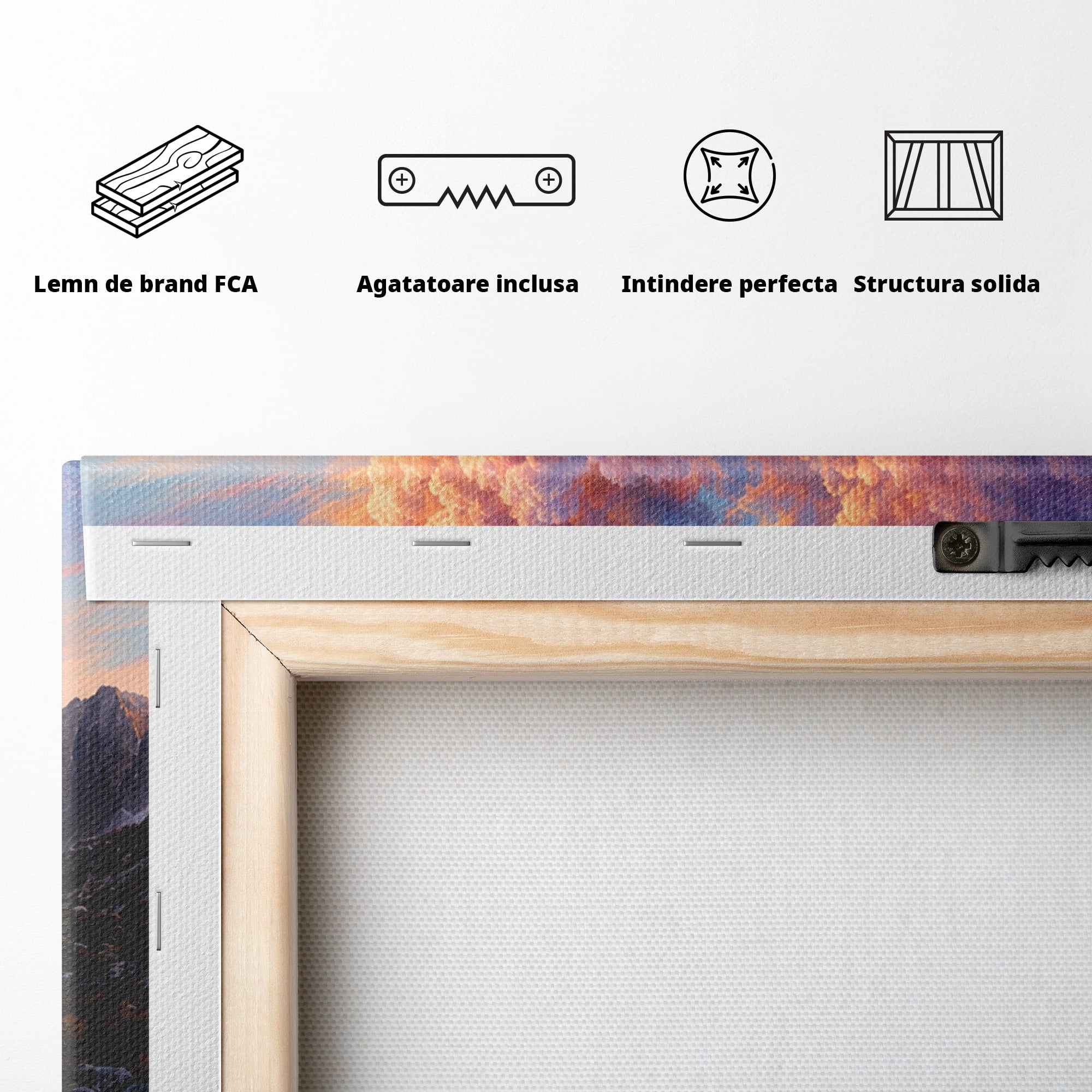 Tablou Canvas Premium LuxCanva® A1678, Reflexii Montane, Munti, Lac, Apus, Natura, Peisaj, Living, Culori Vibrante