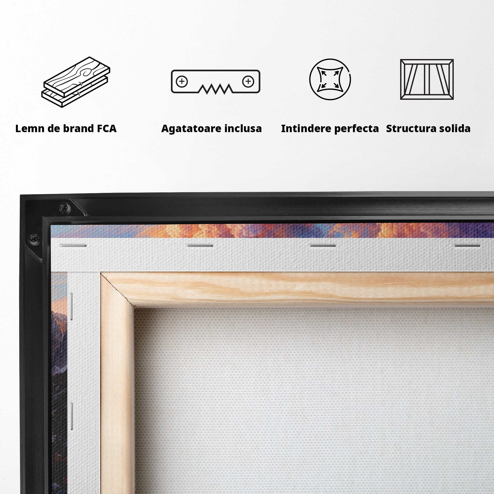 Tablou Canvas Premium LuxCanva® A1678, Reflexii Montane, Munti, Lac, Apus, Natura, Peisaj, Living, Culori Vibrante