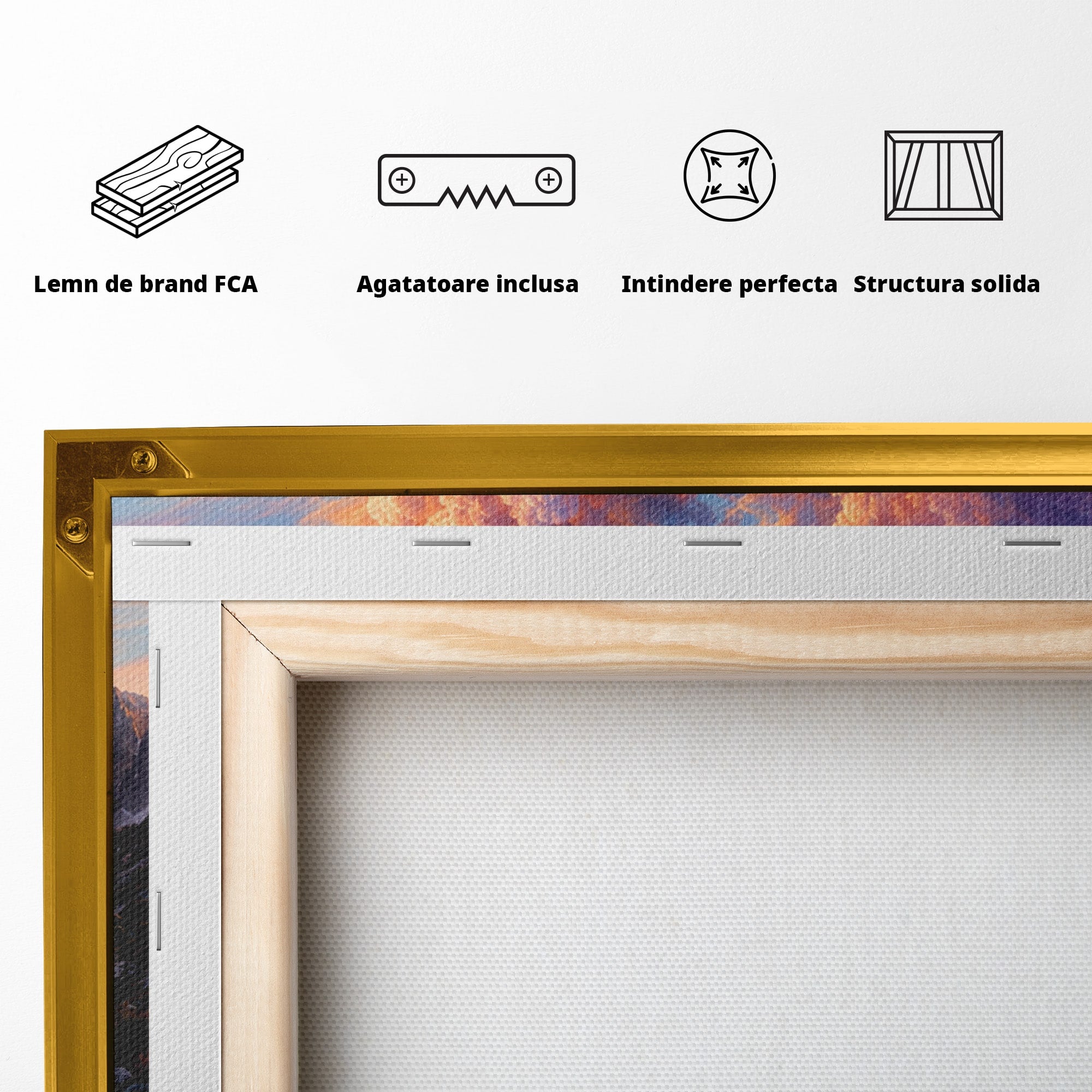 Tablou Canvas Premium LuxCanva® A1678, Reflexii Montane, Munti, Lac, Apus, Natura, Peisaj, Living, Culori Vibrante