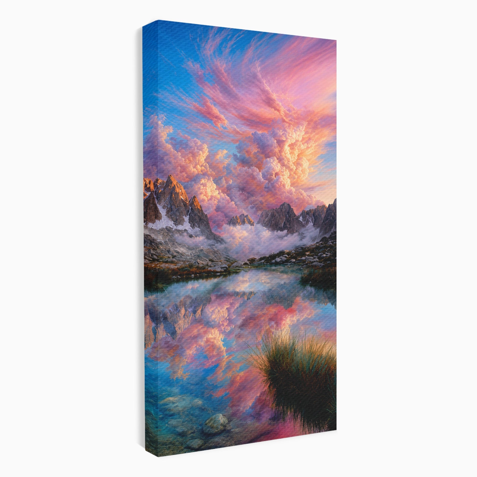 Tablou Canvas Premium LuxCanva® A1678, Reflexii Montane, Munti, Lac, Apus, Natura, Peisaj, Living, Culori Vibrante