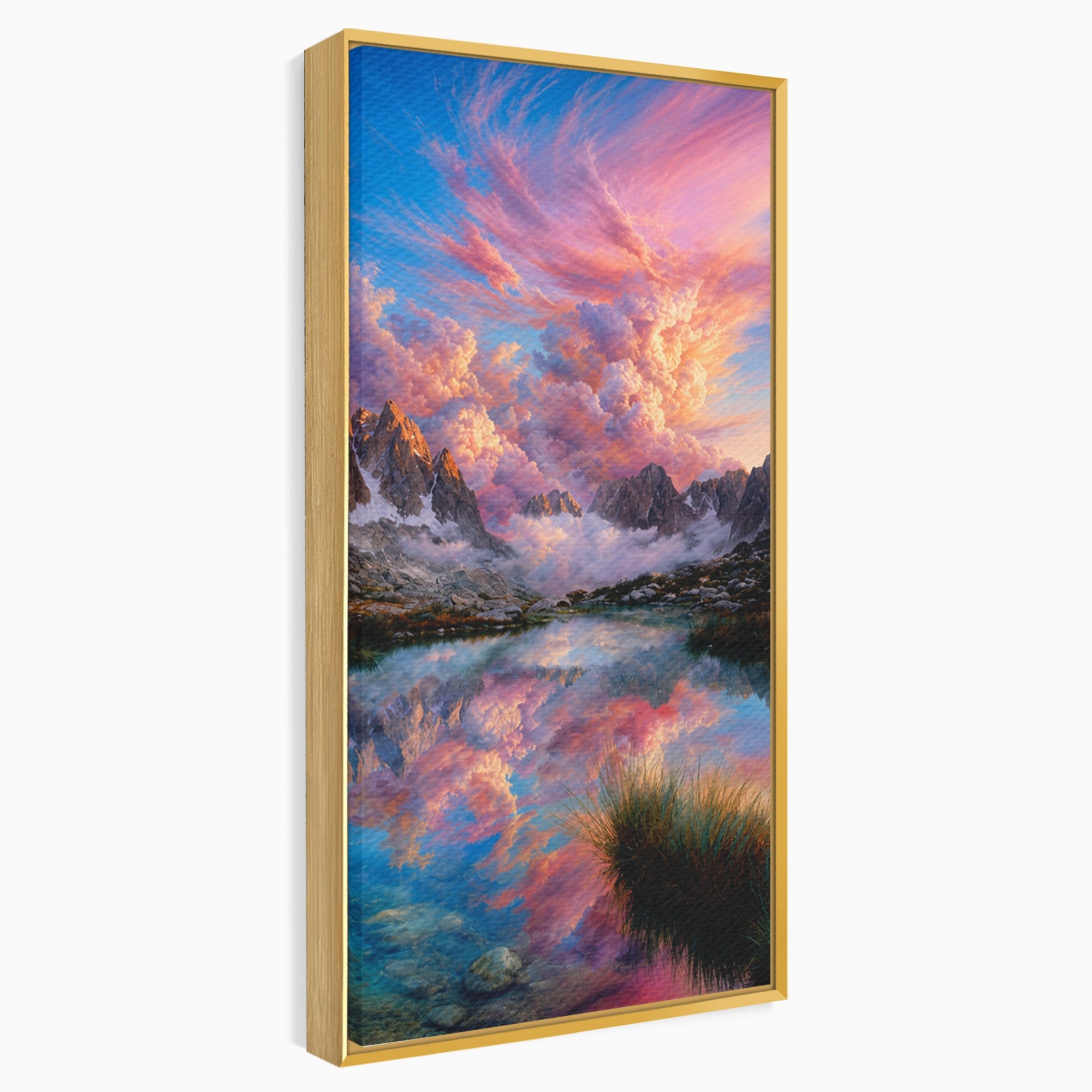 Tablou Canvas Premium LuxCanva® A1678, Reflexii Montane, Munti, Lac, Apus, Natura, Peisaj, Living, Culori Vibrante