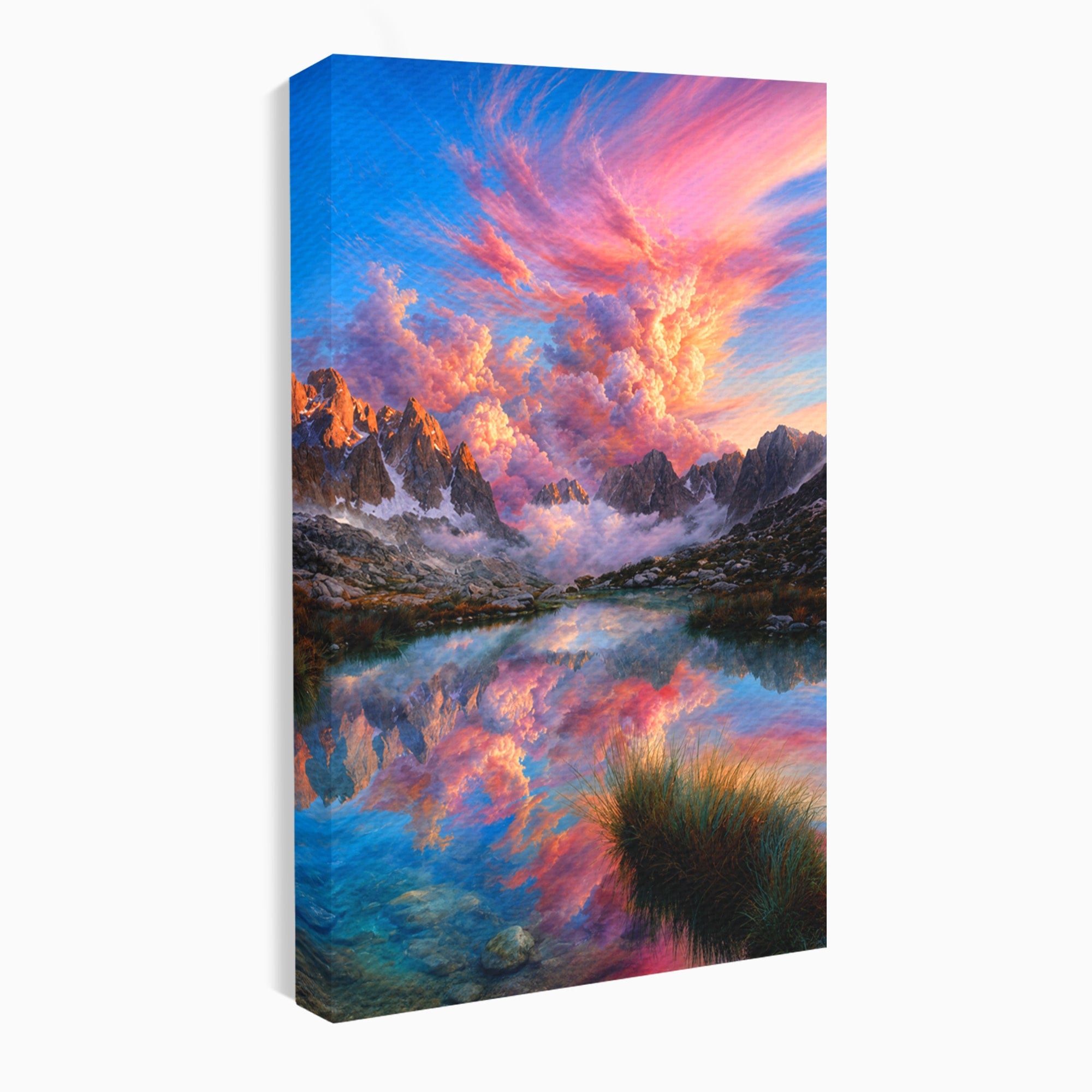 Tablou Canvas Premium LuxCanva® A1678, Reflexii Montane, Munti, Lac, Apus, Natura, Peisaj, Living, Culori Vibrante