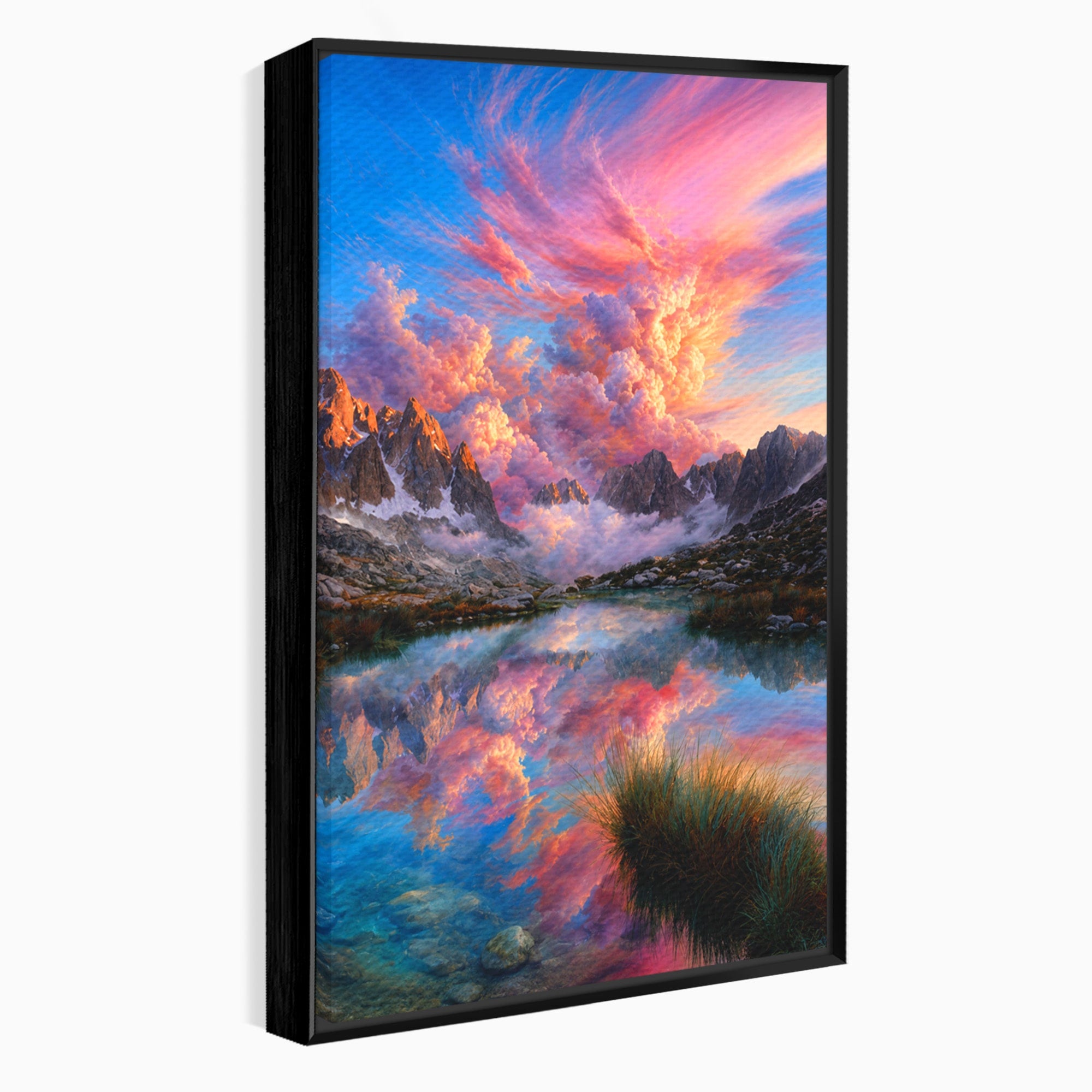 Tablou Canvas Premium LuxCanva® A1678, Reflexii Montane, Munti, Lac, Apus, Natura, Peisaj, Living, Culori Vibrante
