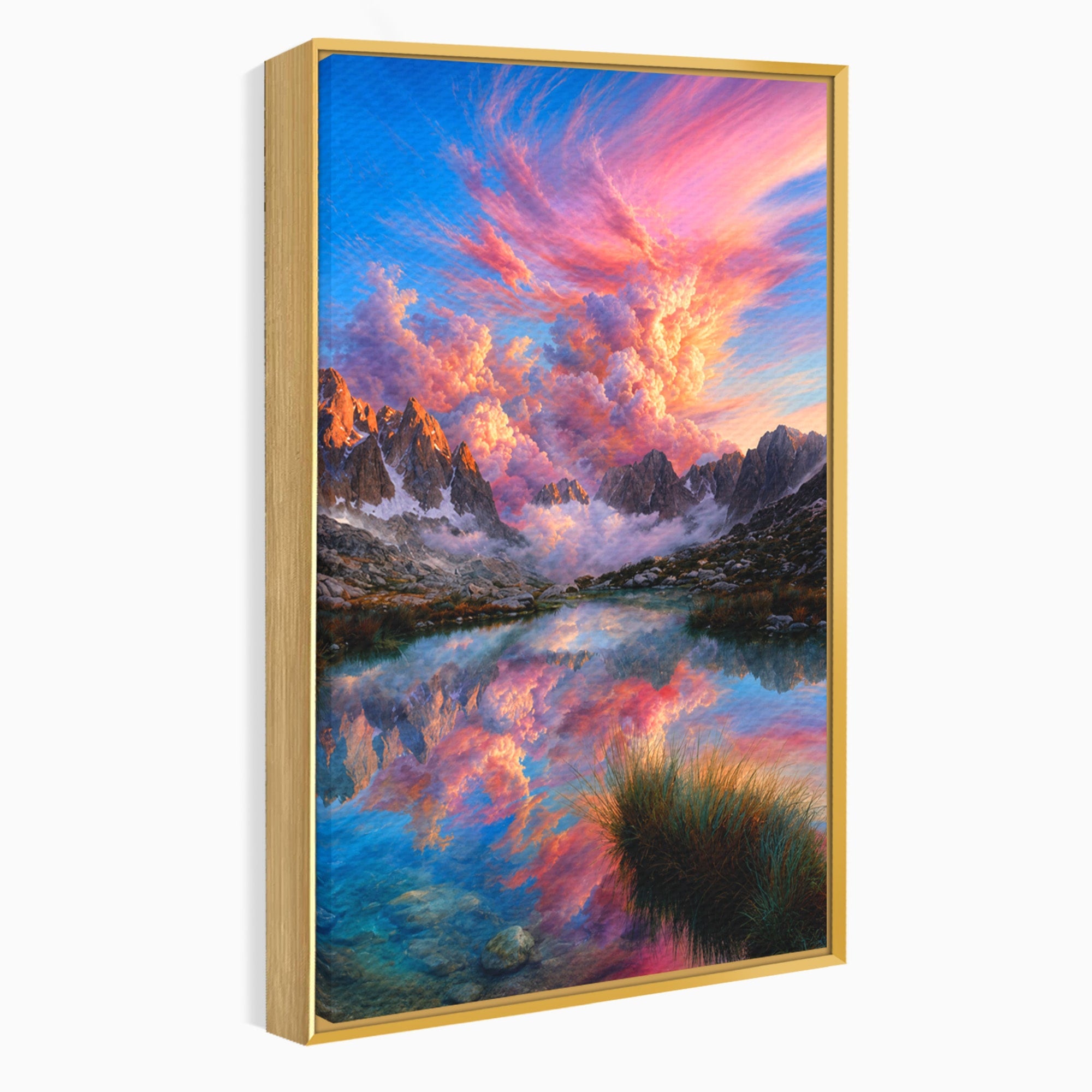 Tablou Canvas Premium LuxCanva® A1678, Reflexii Montane, Munti, Lac, Apus, Natura, Peisaj, Living, Culori Vibrante
