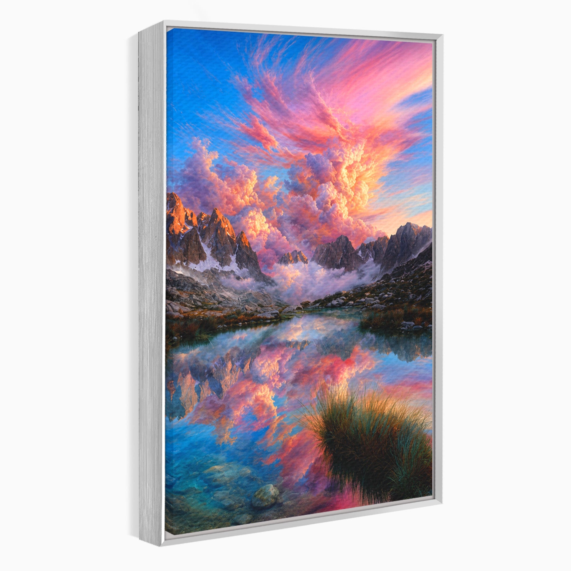 Tablou Canvas Premium LuxCanva® A1678, Reflexii Montane, Munti, Lac, Apus, Natura, Peisaj, Living, Culori Vibrante