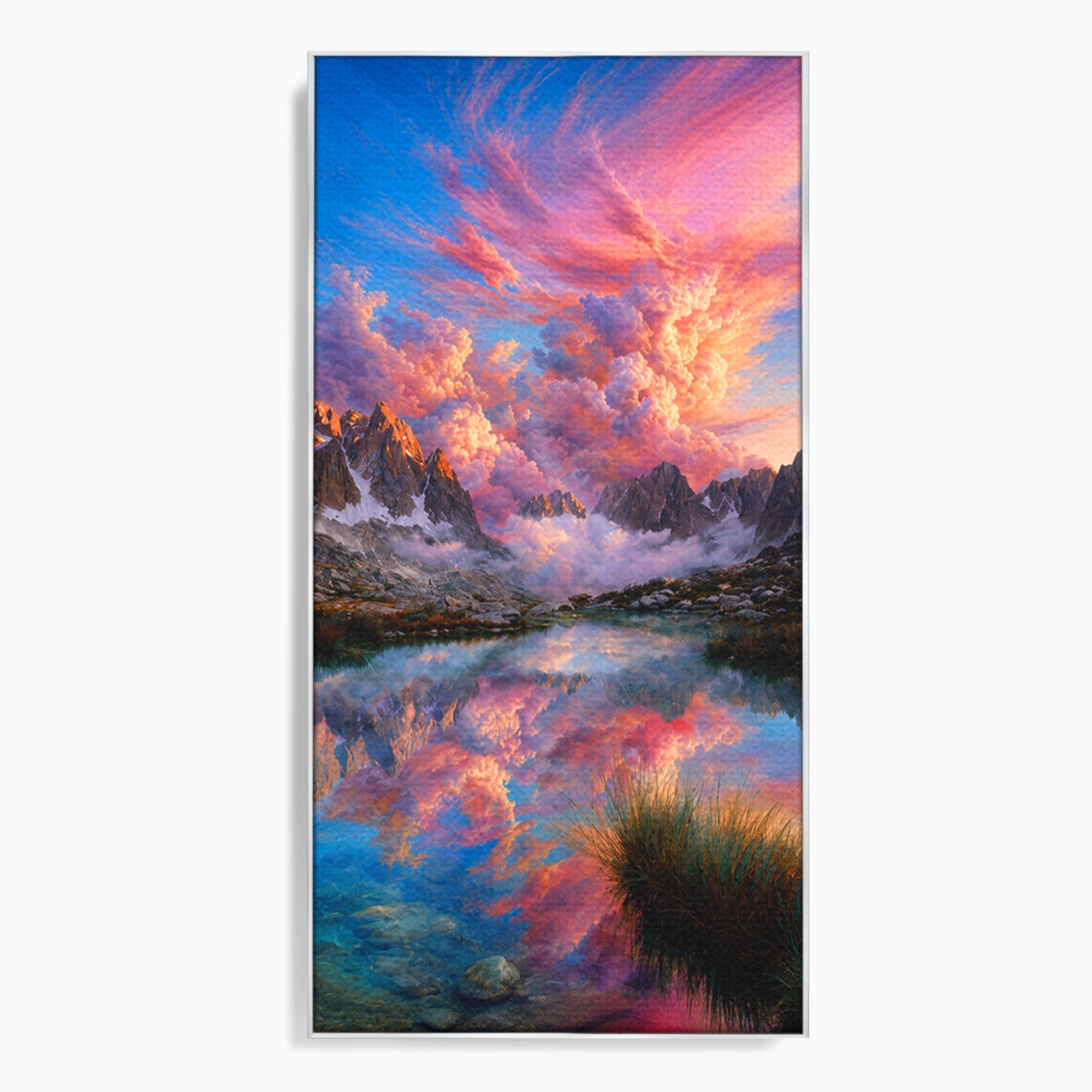Tablou Canvas Premium LuxCanva® A1678, Reflexii Montane, Munti, Lac, Apus, Natura, Peisaj, Living, Culori Vibrante
