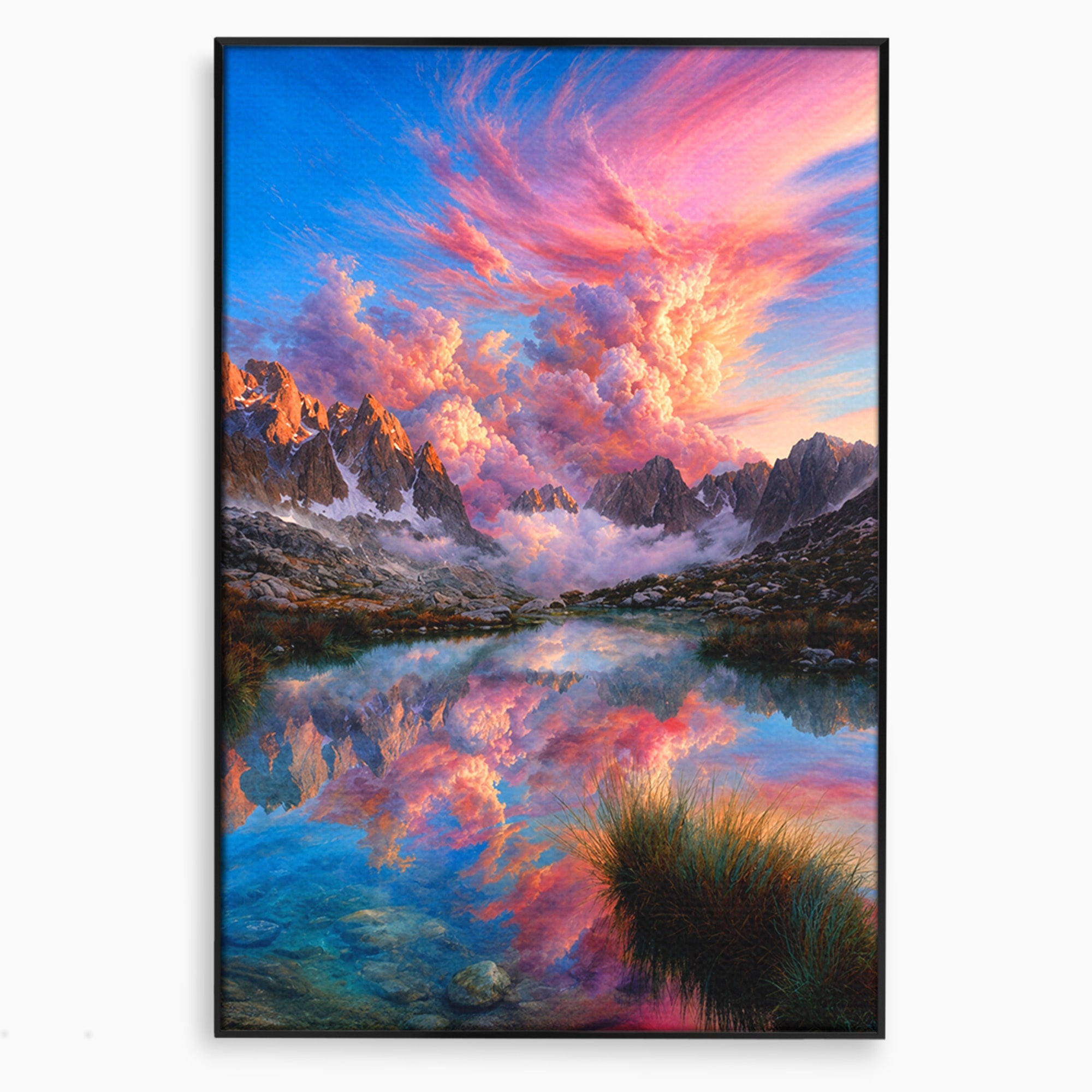 Tablou Canvas Premium LuxCanva® A1678, Reflexii Montane, Munti, Lac, Apus, Natura, Peisaj, Living, Culori Vibrante