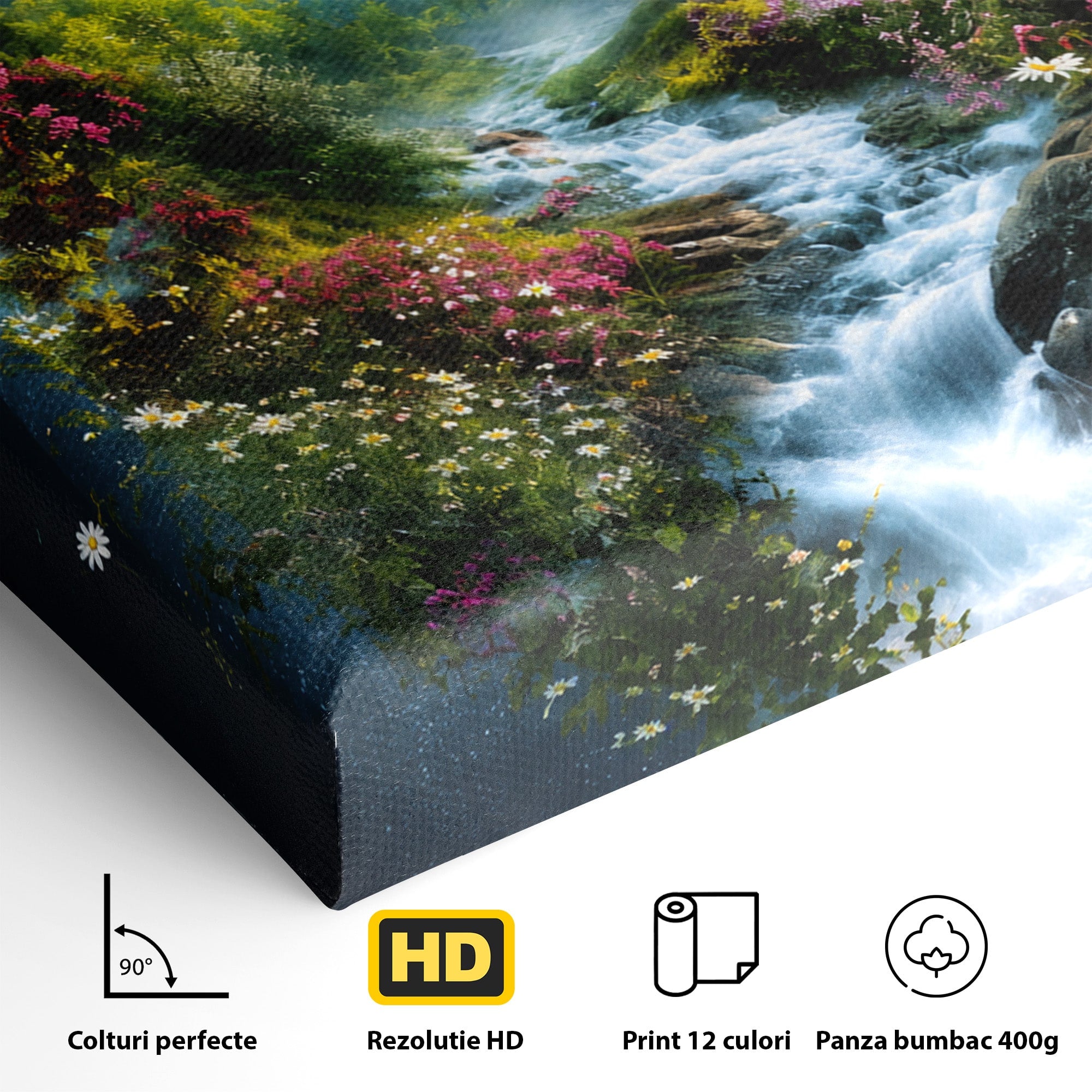 Tablou Canvas Premium LuxCanva® A1679, Cascada Montană, Cascada, Munti, Natura, Peisaj, Living, Culori Vibrante