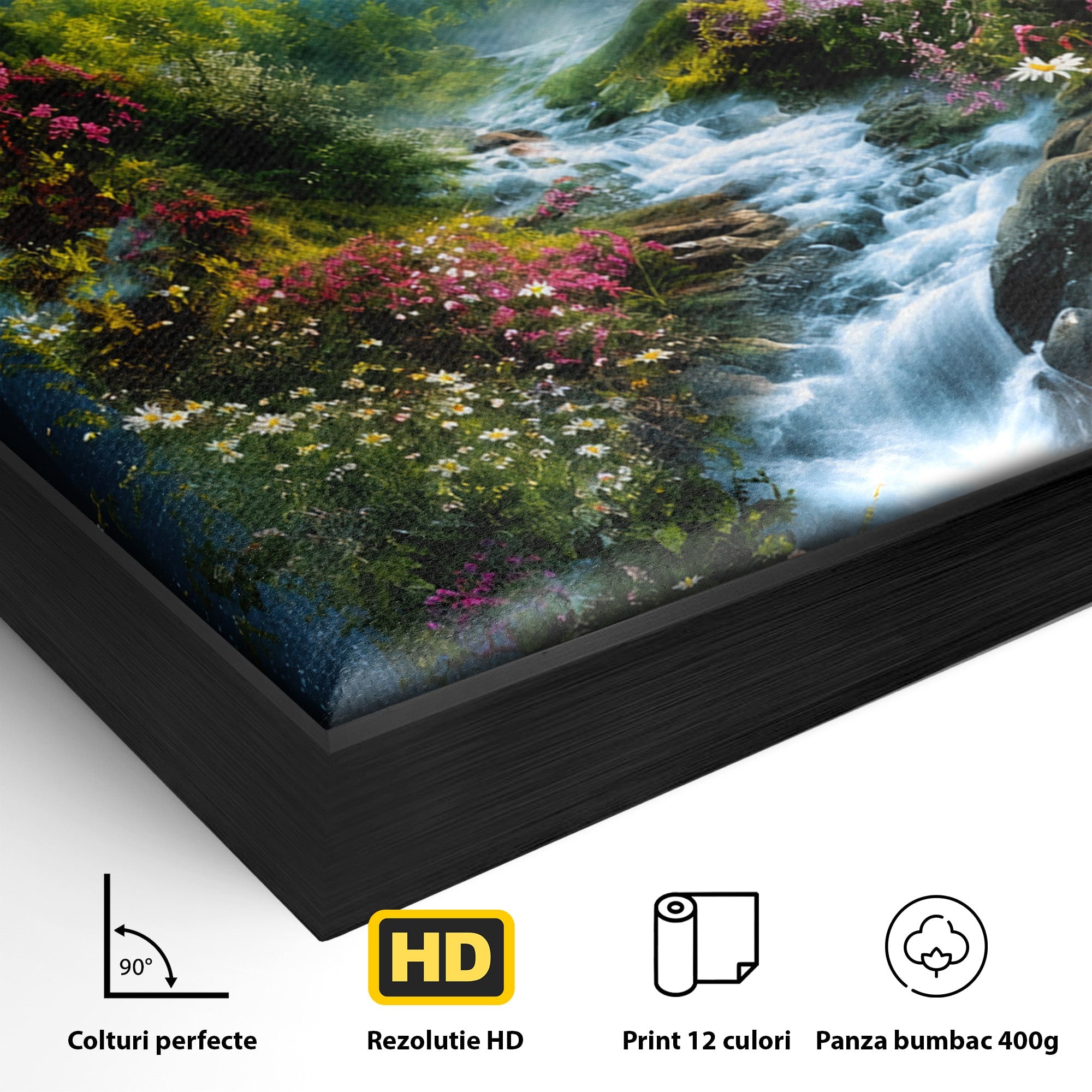Tablou Canvas Premium LuxCanva® A1679, Cascada Montană, Cascada, Munti, Natura, Peisaj, Living, Culori Vibrante