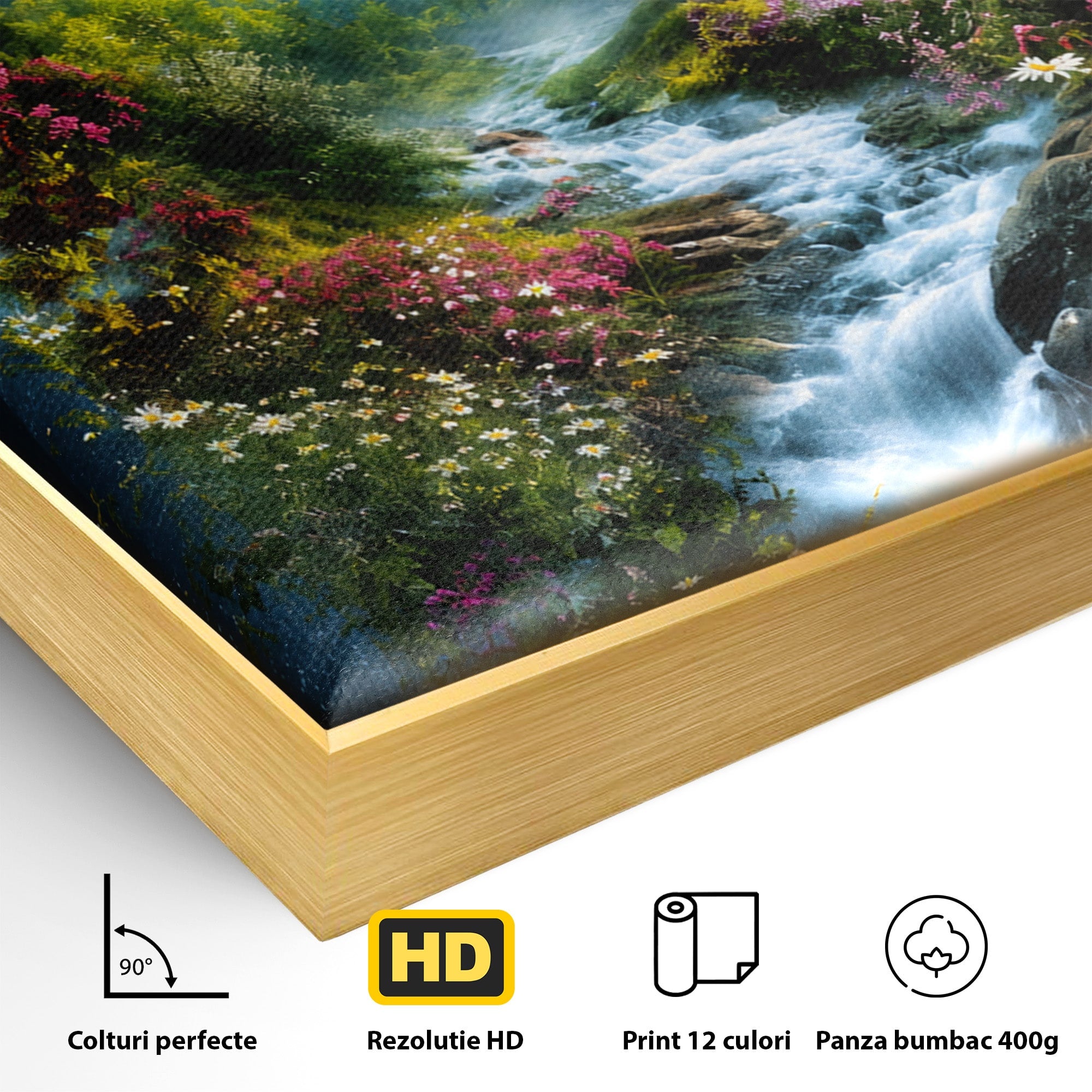 Tablou Canvas Premium LuxCanva® A1679, Cascada Montană, Cascada, Munti, Natura, Peisaj, Living, Culori Vibrante