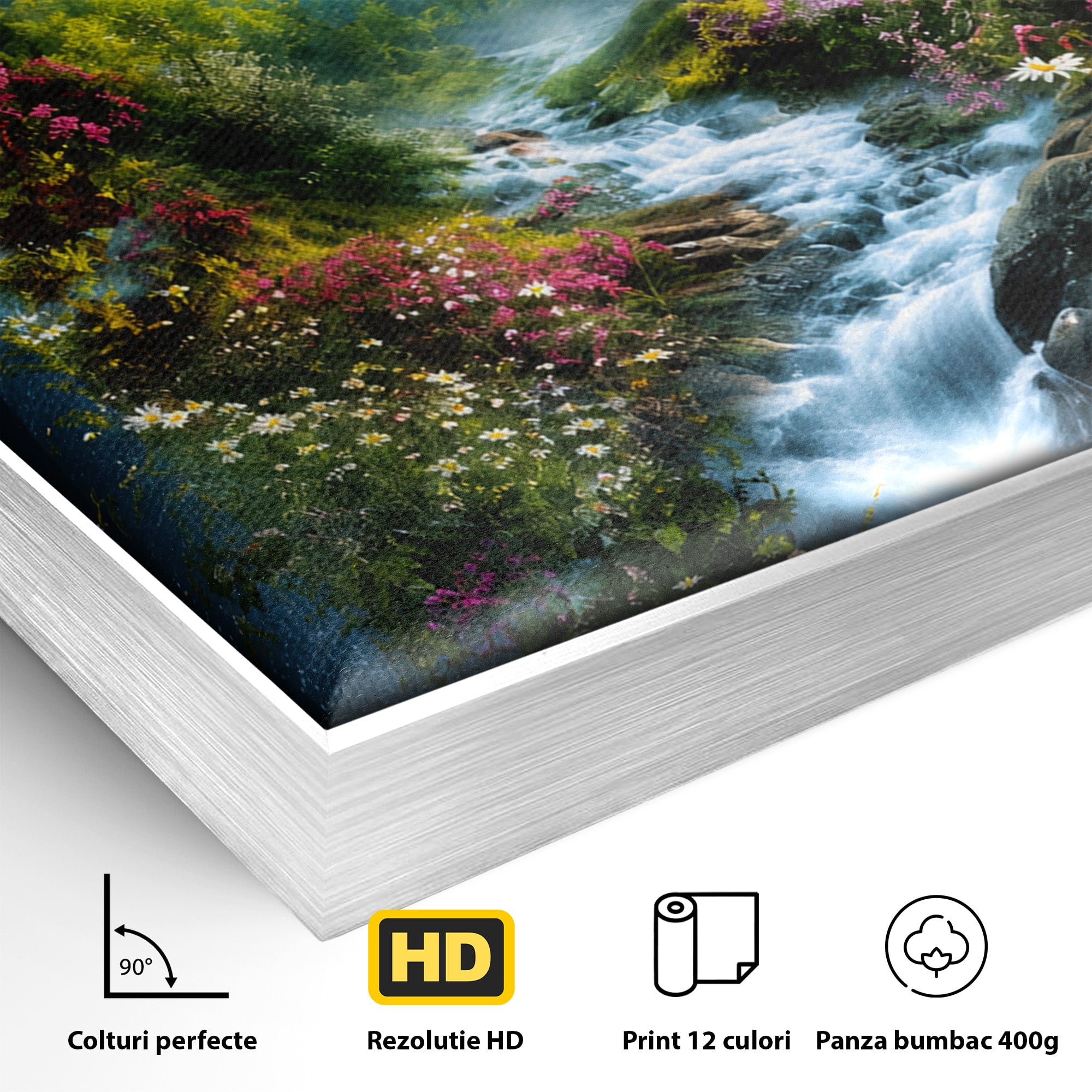 Tablou Canvas Premium LuxCanva® A1679, Cascada Montană, Cascada, Munti, Natura, Peisaj, Living, Culori Vibrante