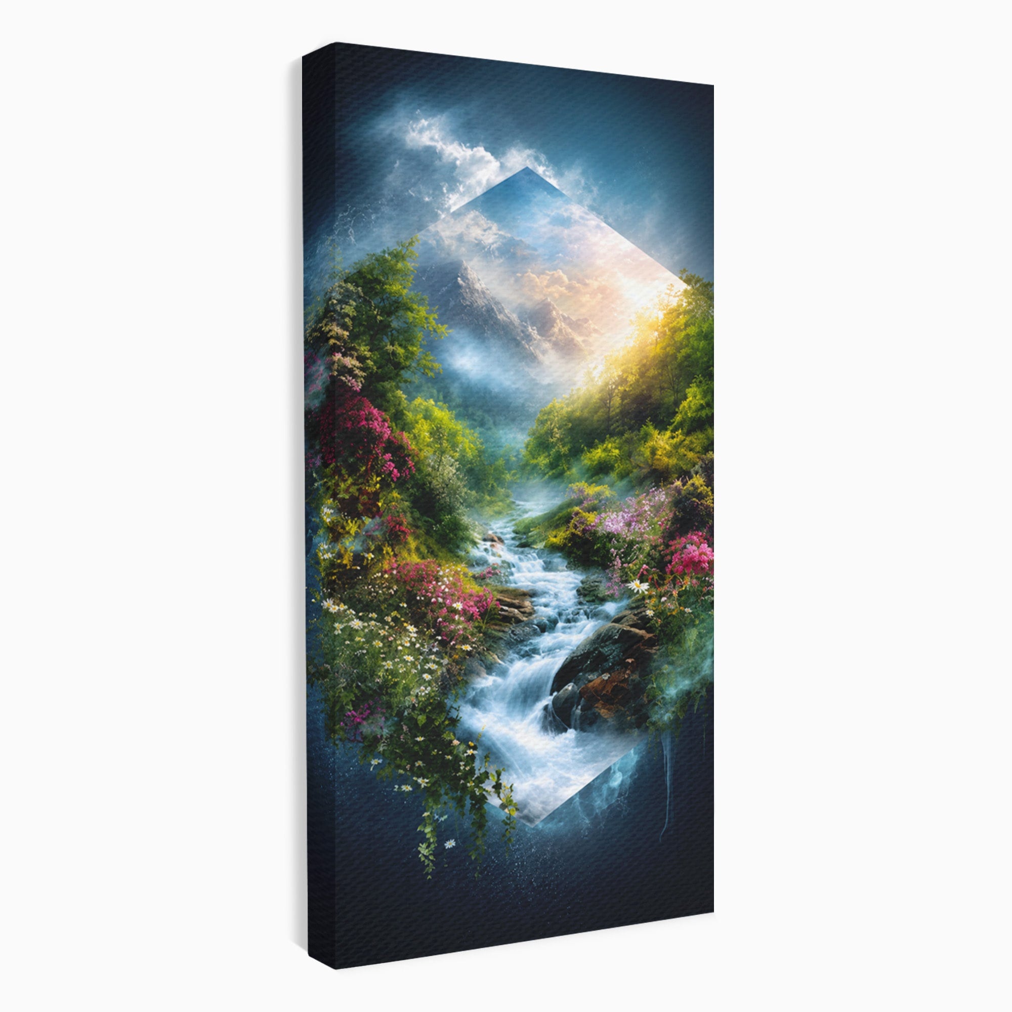 Tablou Canvas Premium LuxCanva® A1679, Cascada Montană, Cascada, Munti, Natura, Peisaj, Living, Culori Vibrante