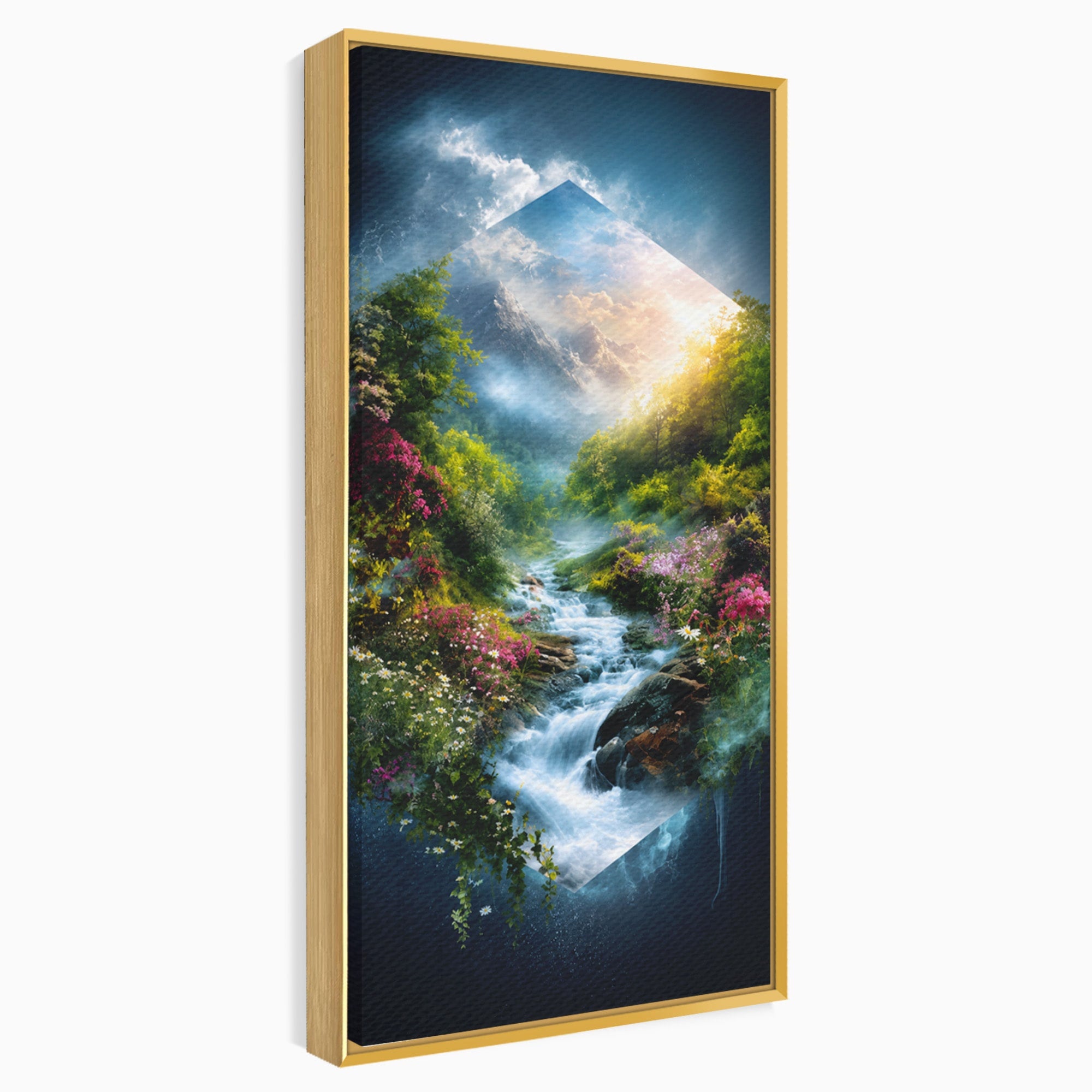 Tablou Canvas Premium LuxCanva® A1679, Cascada Montană, Cascada, Munti, Natura, Peisaj, Living, Culori Vibrante
