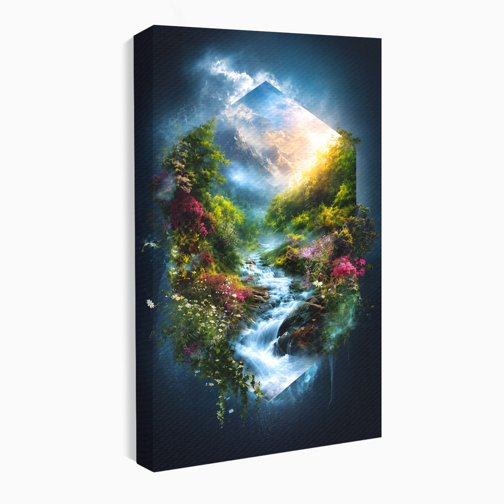 Tablou Canvas Premium LuxCanva® A1679, Cascada Montană, Cascada, Munti, Natura, Peisaj, Living, Culori Vibrante