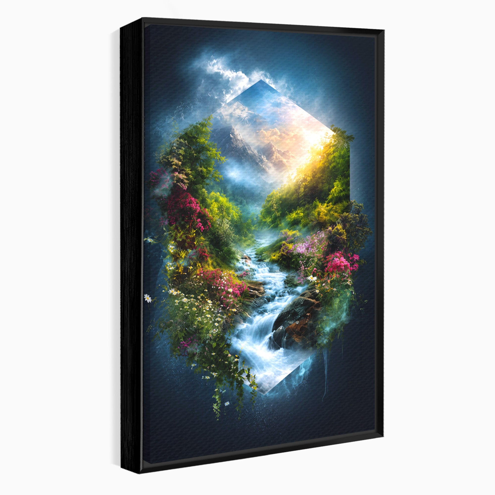 Tablou Canvas Premium LuxCanva® A1679, Cascada Montană, Cascada, Munti, Natura, Peisaj, Living, Culori Vibrante