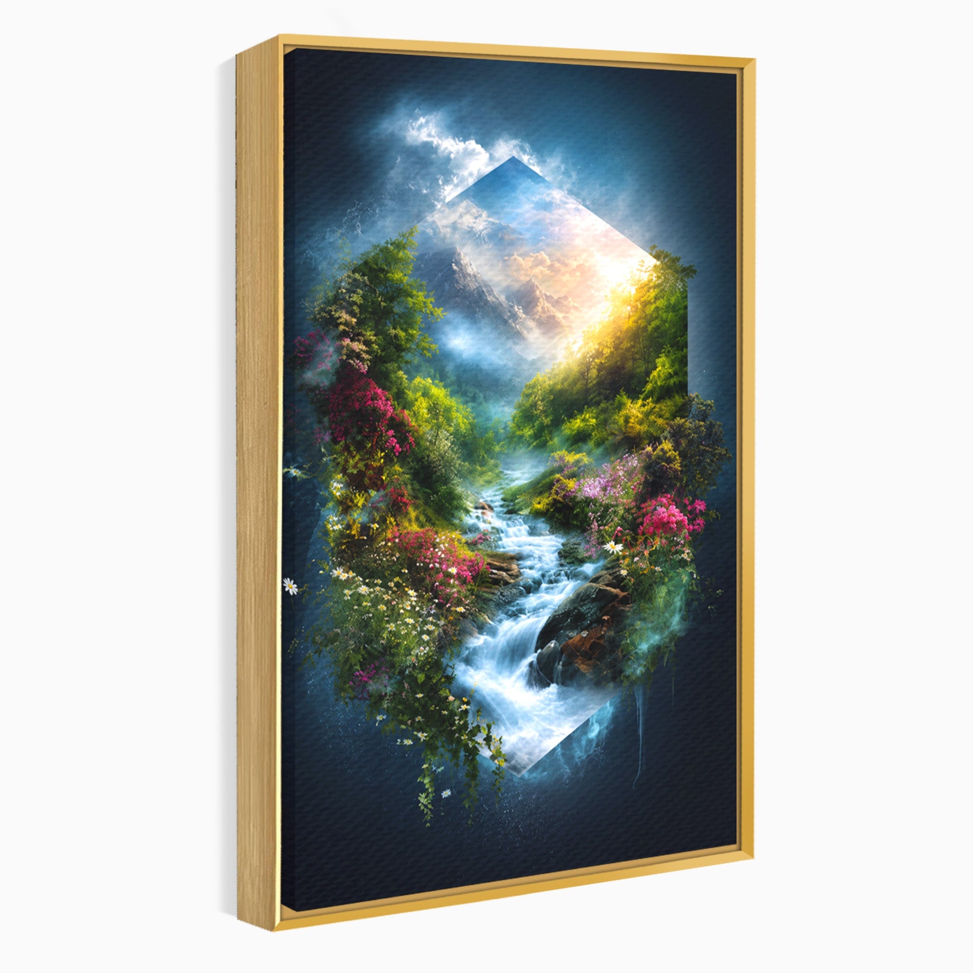 Tablou Canvas Premium LuxCanva® A1679, Cascada Montană, Cascada, Munti, Natura, Peisaj, Living, Culori Vibrante