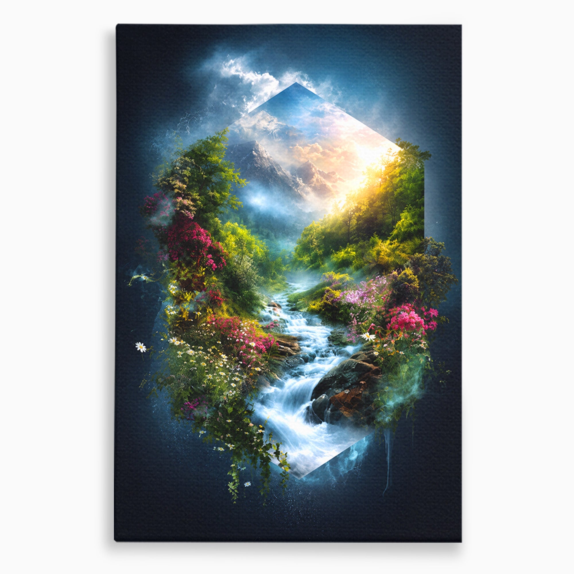 Tablou Canvas Premium LuxCanva® A1679, Cascada Montană, Cascada, Munti, Natura, Peisaj, Living, Culori Vibrante