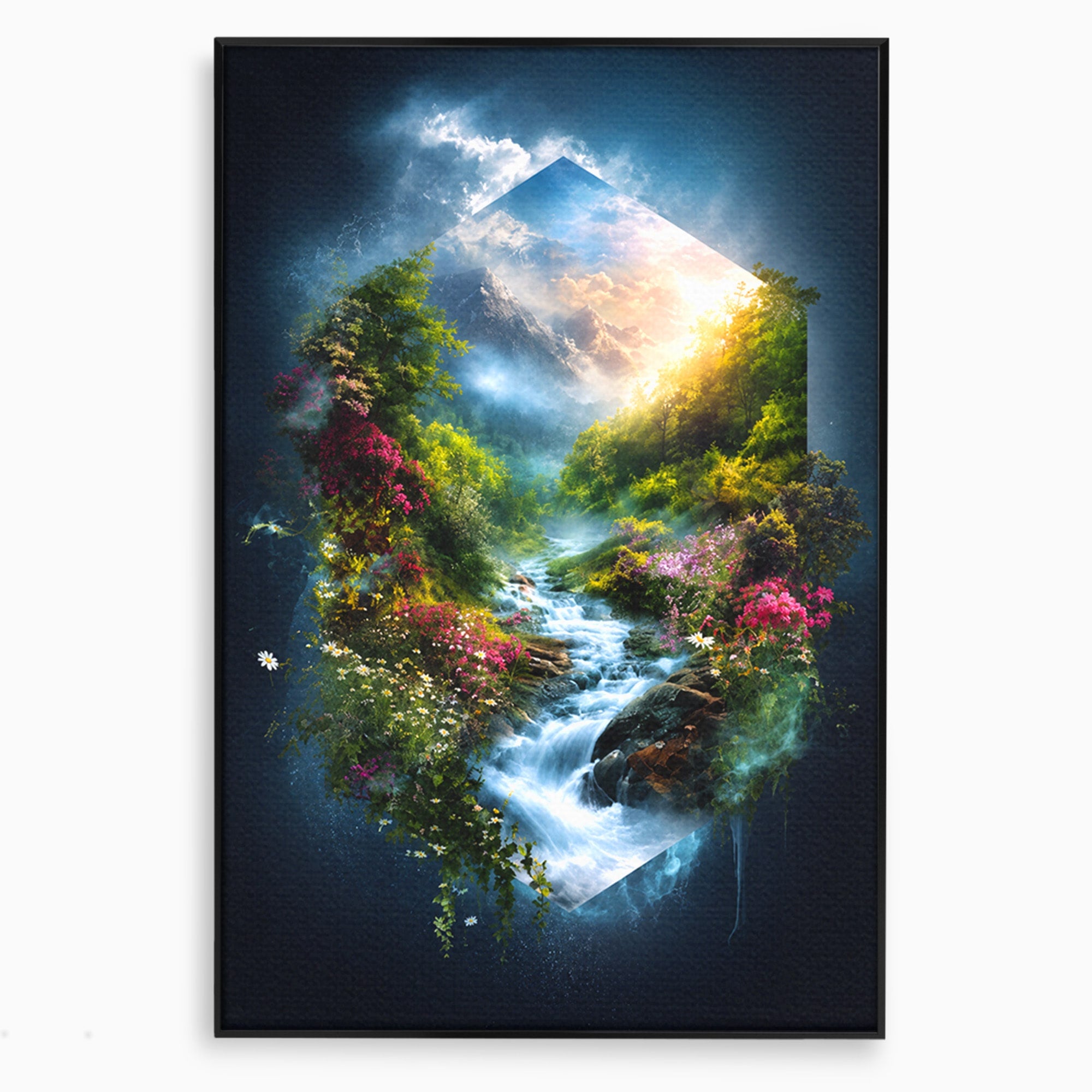 Tablou Canvas Premium LuxCanva® A1679, Cascada Montană, Cascada, Munti, Natura, Peisaj, Living, Culori Vibrante