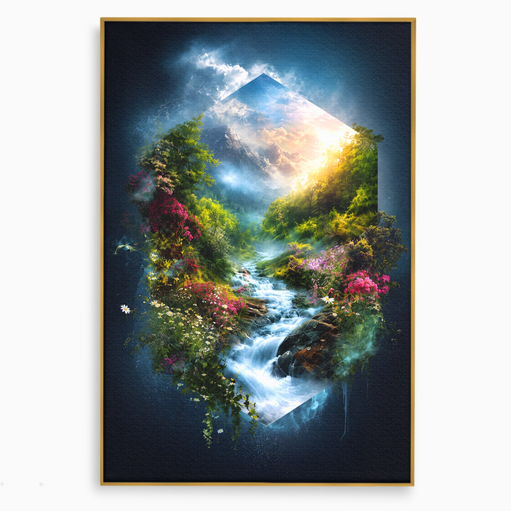 Tablou Canvas Premium LuxCanva® A1679, Cascada Montană, Cascada, Munti, Natura, Peisaj, Living, Culori Vibrante