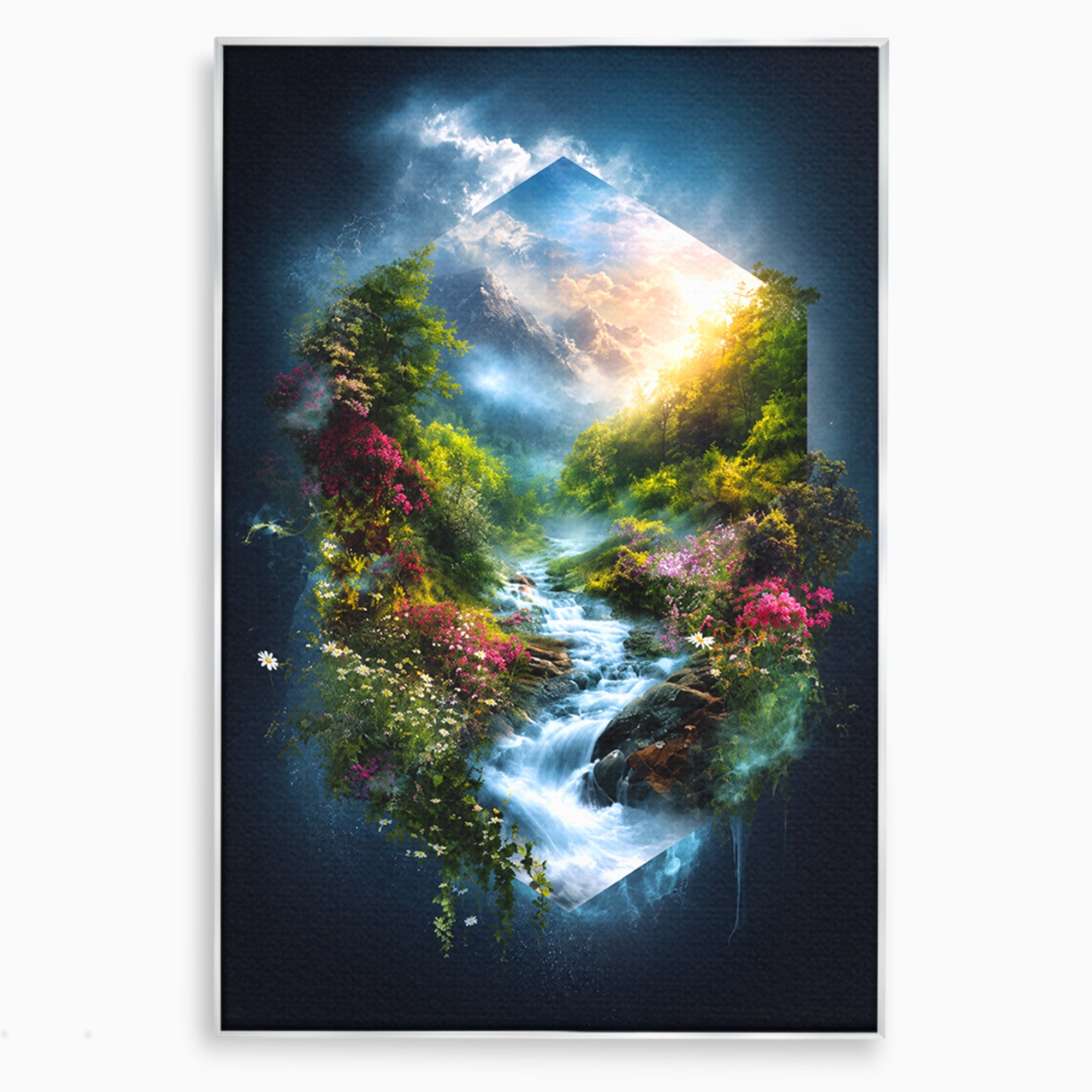 Tablou Canvas Premium LuxCanva® A1679, Cascada Montană, Cascada, Munti, Natura, Peisaj, Living, Culori Vibrante