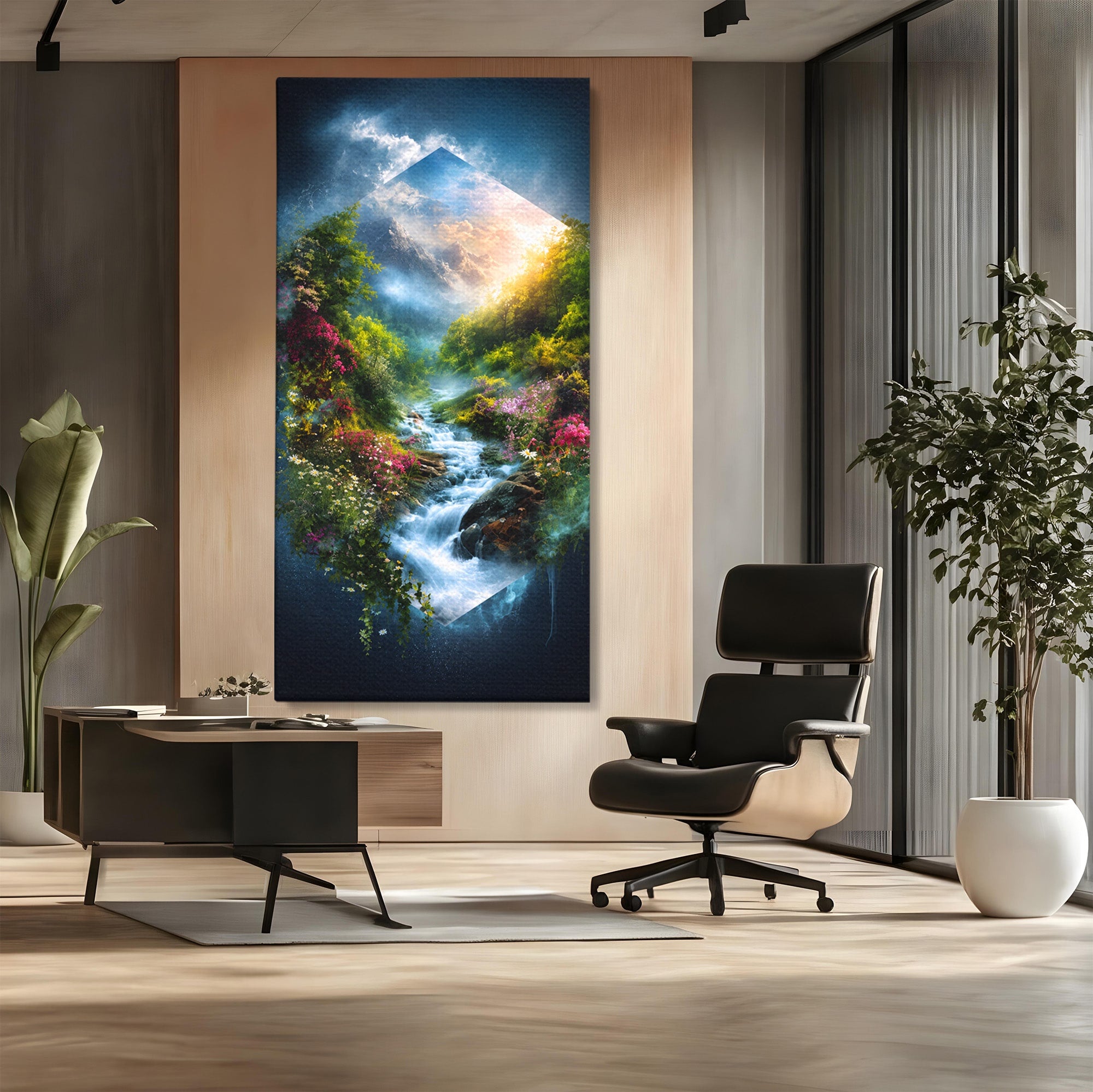 Tablou Canvas Premium LuxCanva® A1679, Cascada Montană, Cascada, Munti, Natura, Peisaj, Living, Culori Vibrante