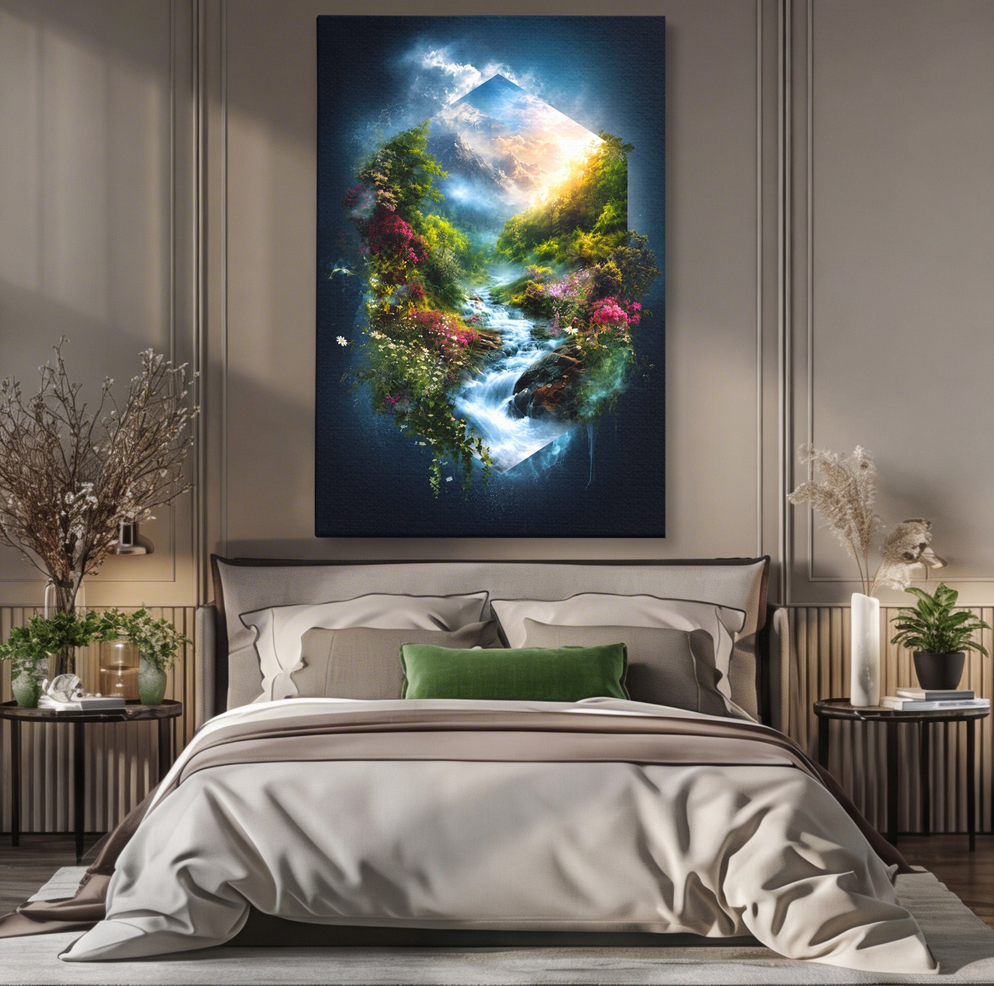 Tablou Canvas Premium LuxCanva® A1679, Cascada Montană, Cascada, Munti, Natura, Peisaj, Living, Culori Vibrante
