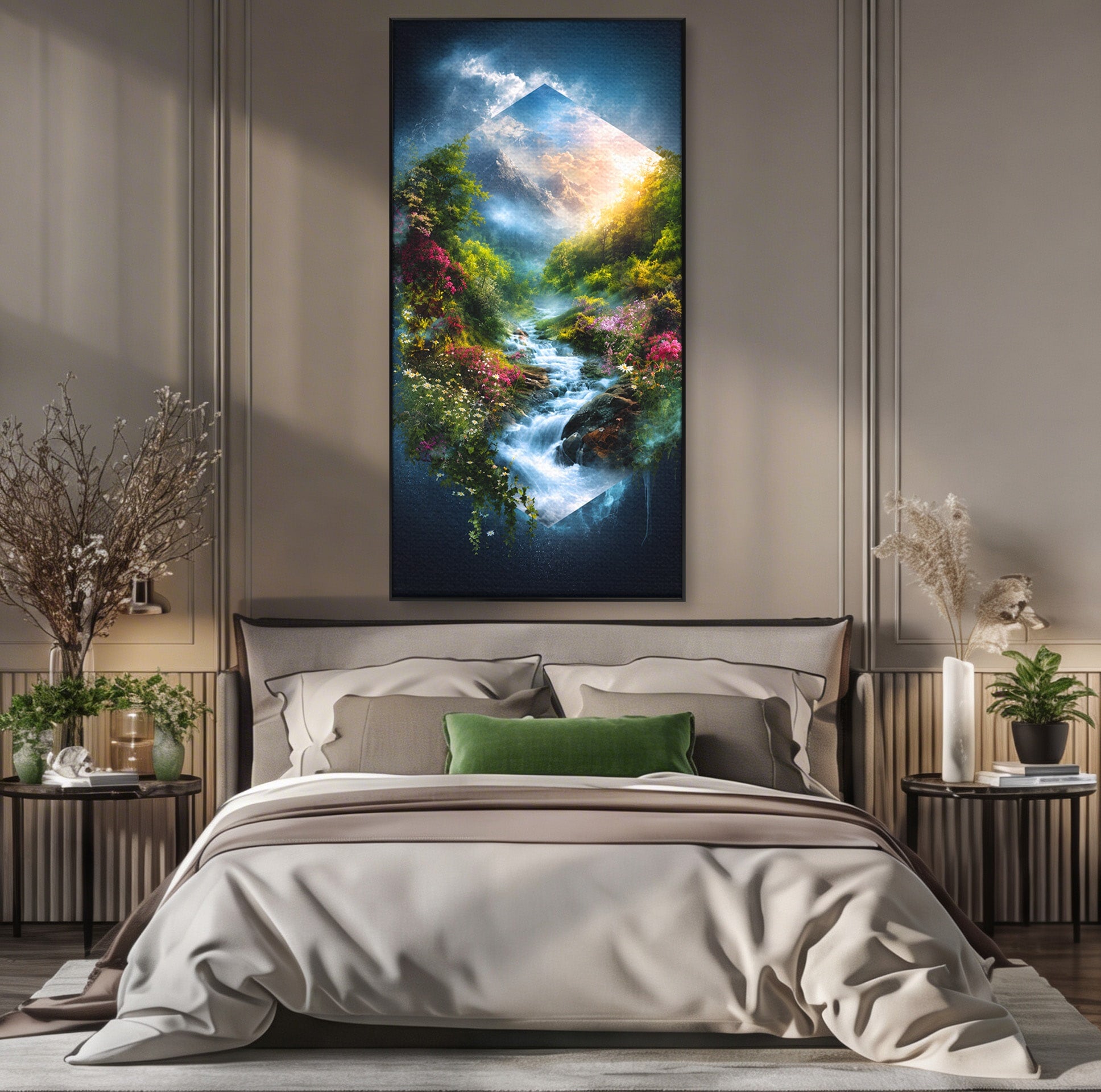 Tablou Canvas Premium LuxCanva® A1679, Cascada Montană, Cascada, Munti, Natura, Peisaj, Living, Culori Vibrante
