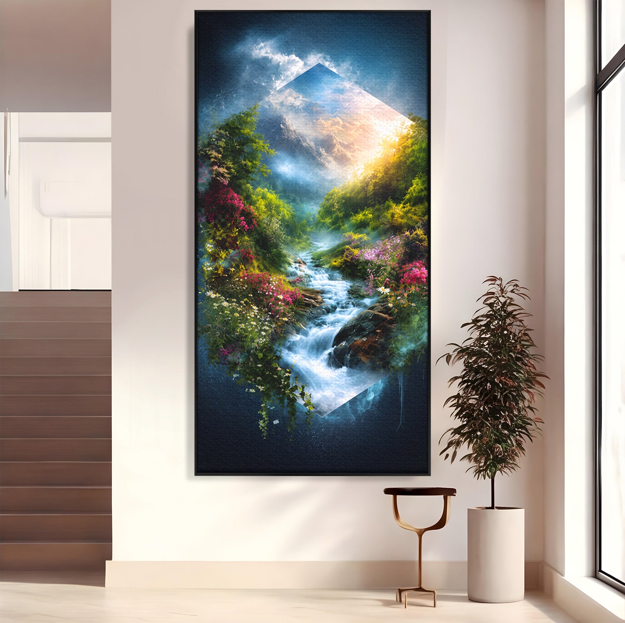 Tablou Canvas Premium LuxCanva® A1679, Cascada Montană, Cascada, Munti, Natura, Peisaj, Living, Culori Vibrante