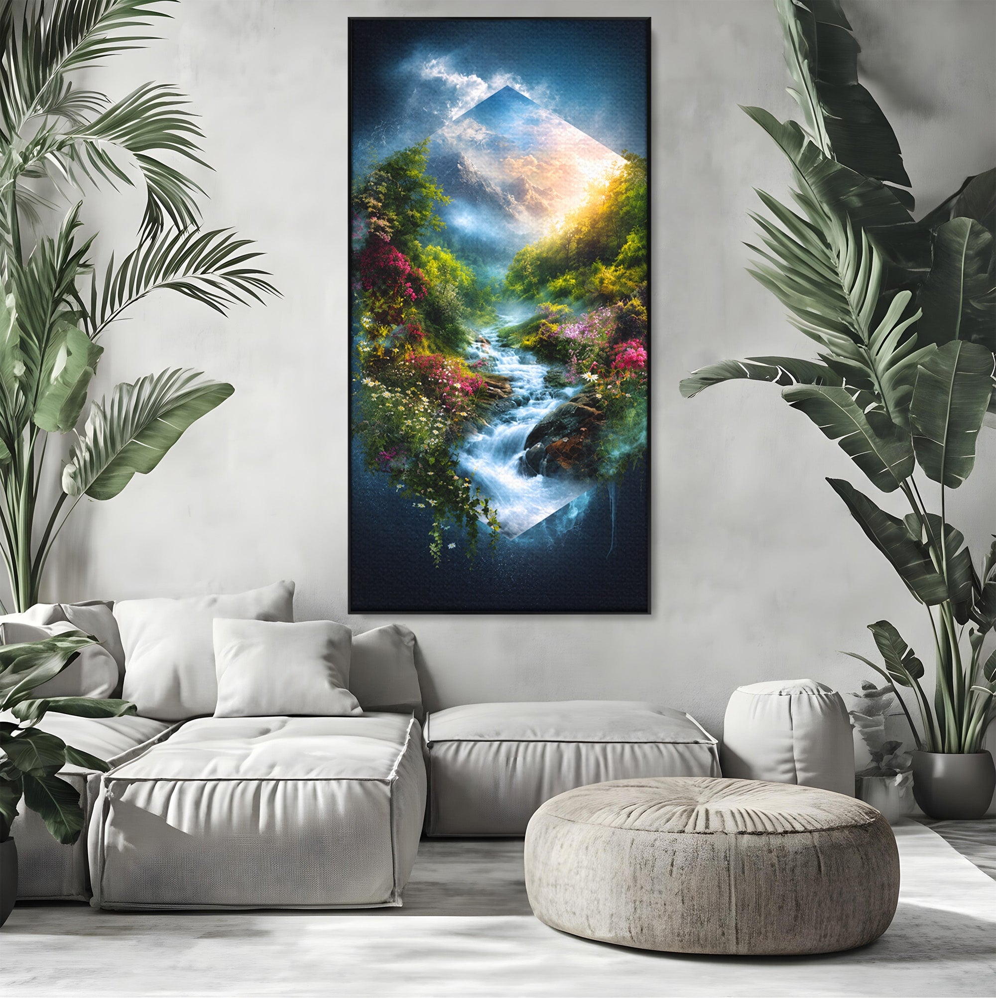 Tablou Canvas Premium LuxCanva® A1679, Cascada Montană, Cascada, Munti, Natura, Peisaj, Living, Culori Vibrante