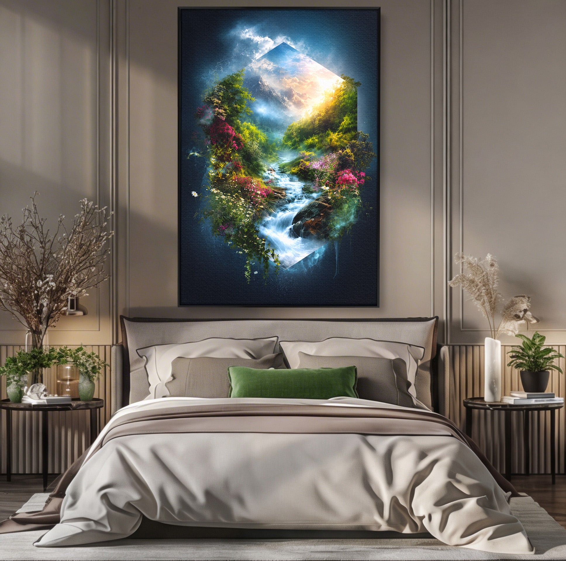 Tablou Canvas Premium LuxCanva® A1679, Cascada Montană, Cascada, Munti, Natura, Peisaj, Living, Culori Vibrante
